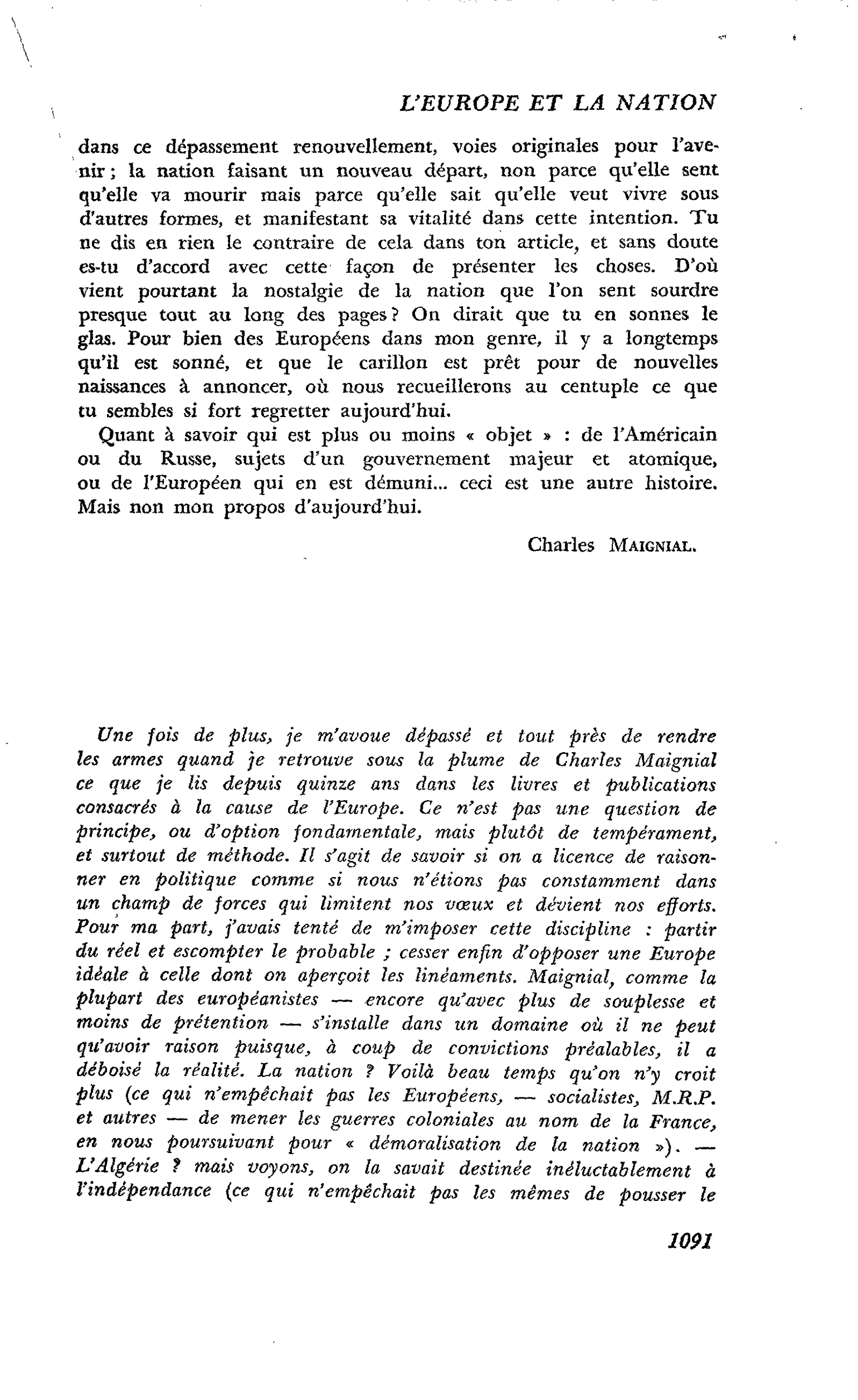 L’Europe et la Nation