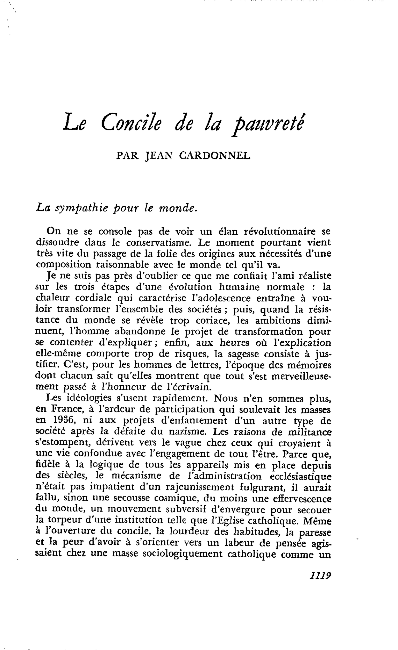 Le Concile de la pauvreté