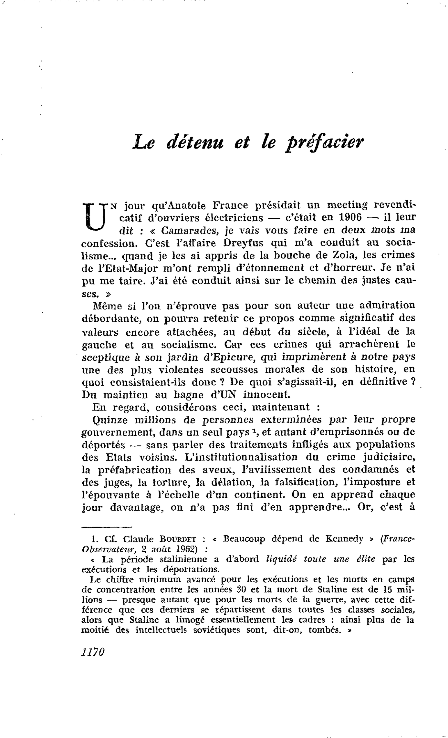 Le détenu et le préfacier