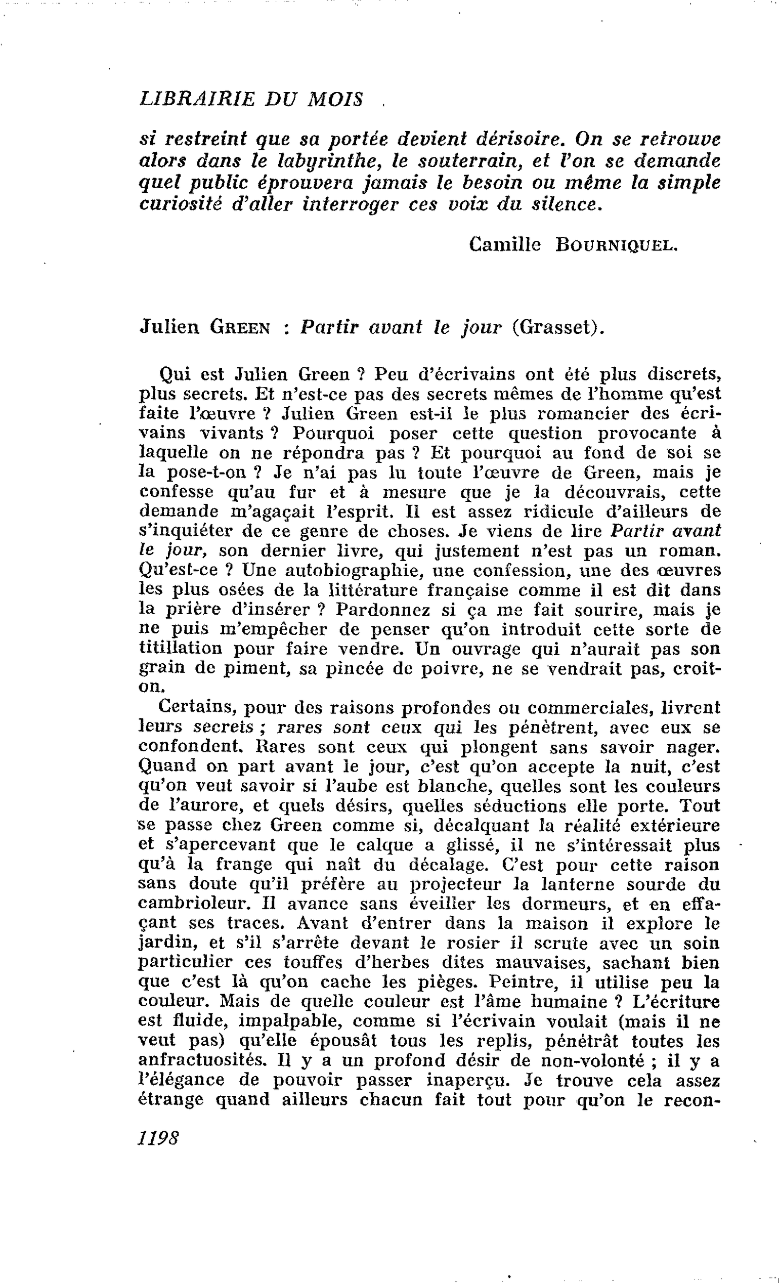 Julien Green : Partir avant le jour