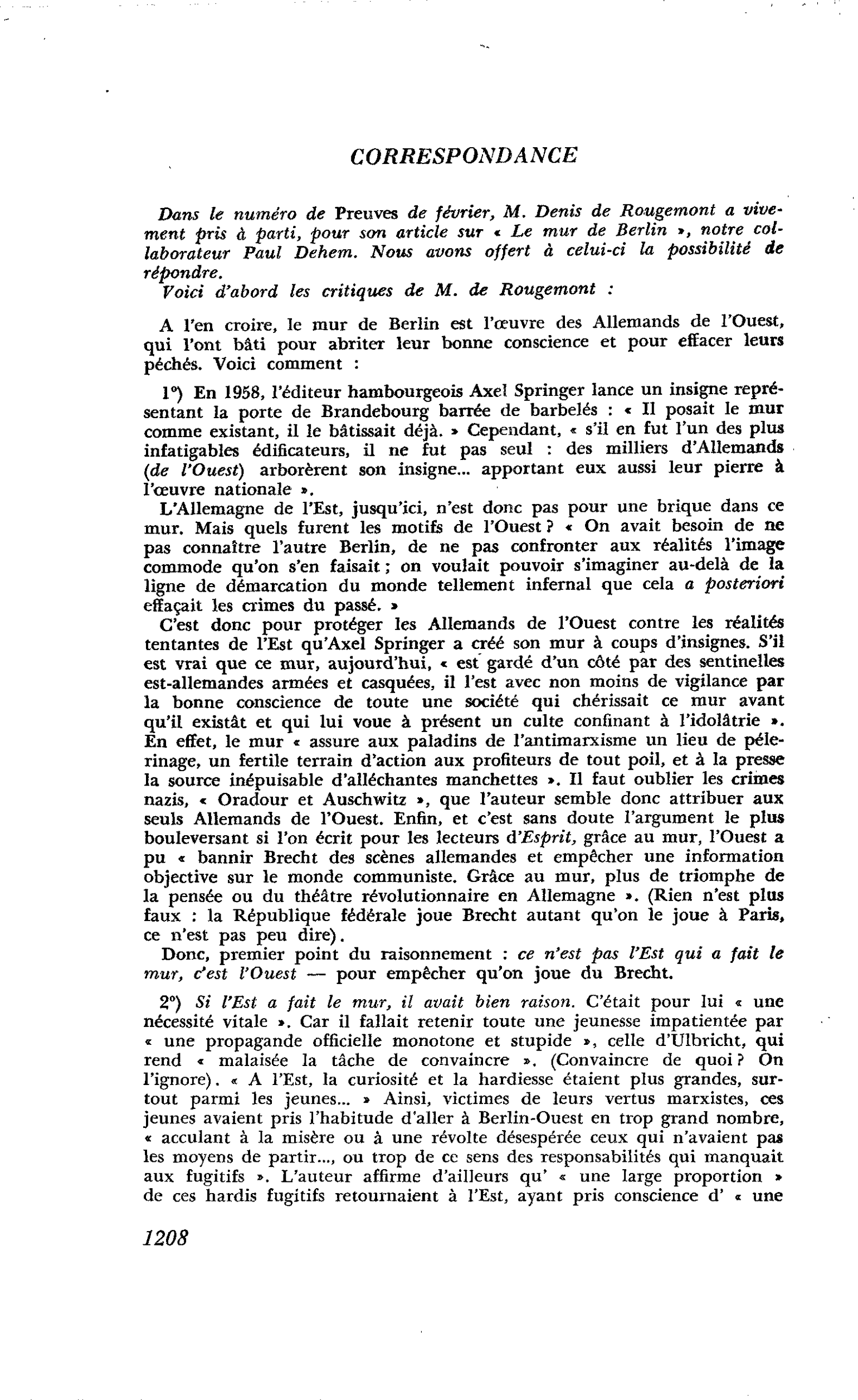 Correspondance