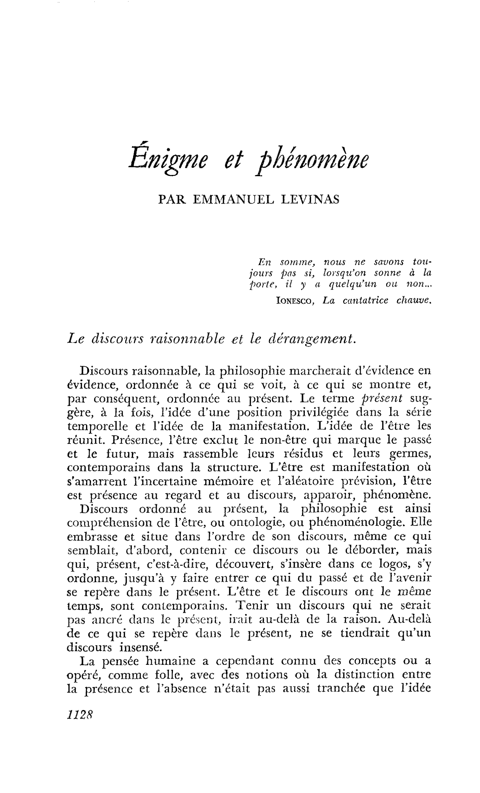 Énigme et phénomène