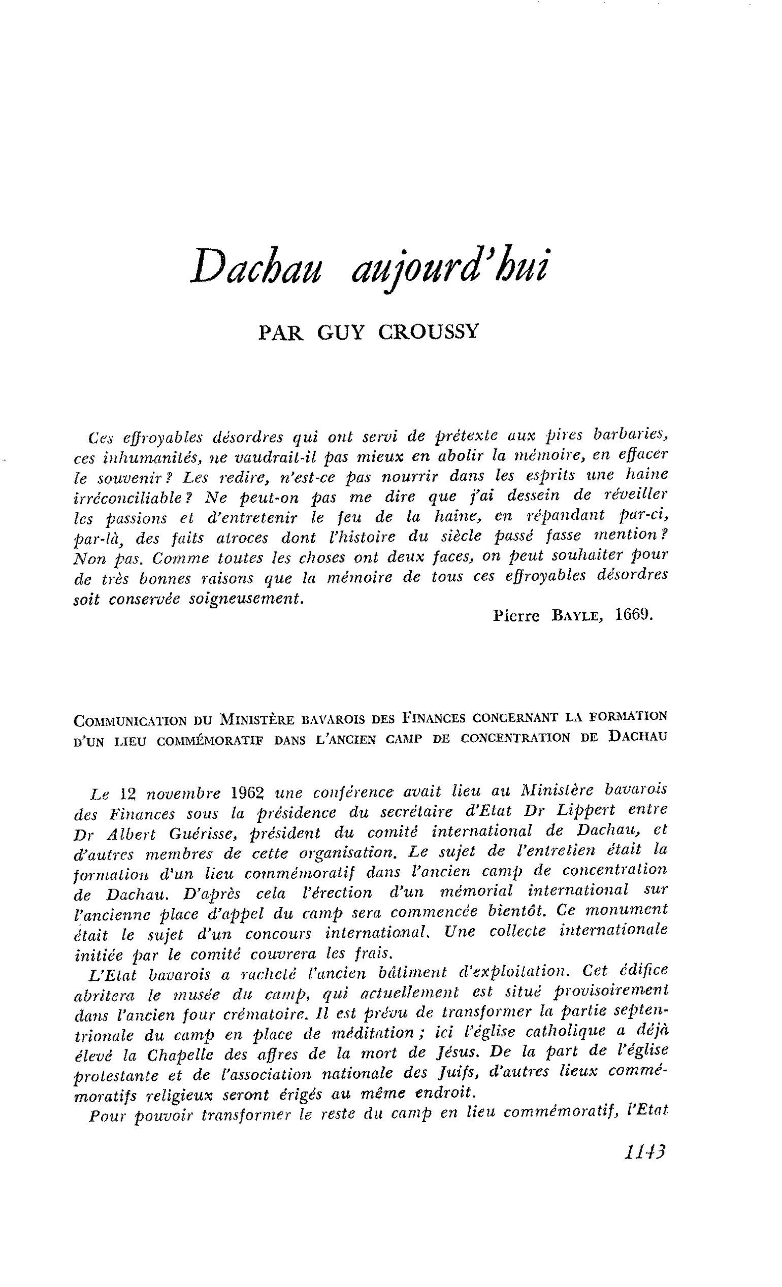 Dachau aujourd’hui