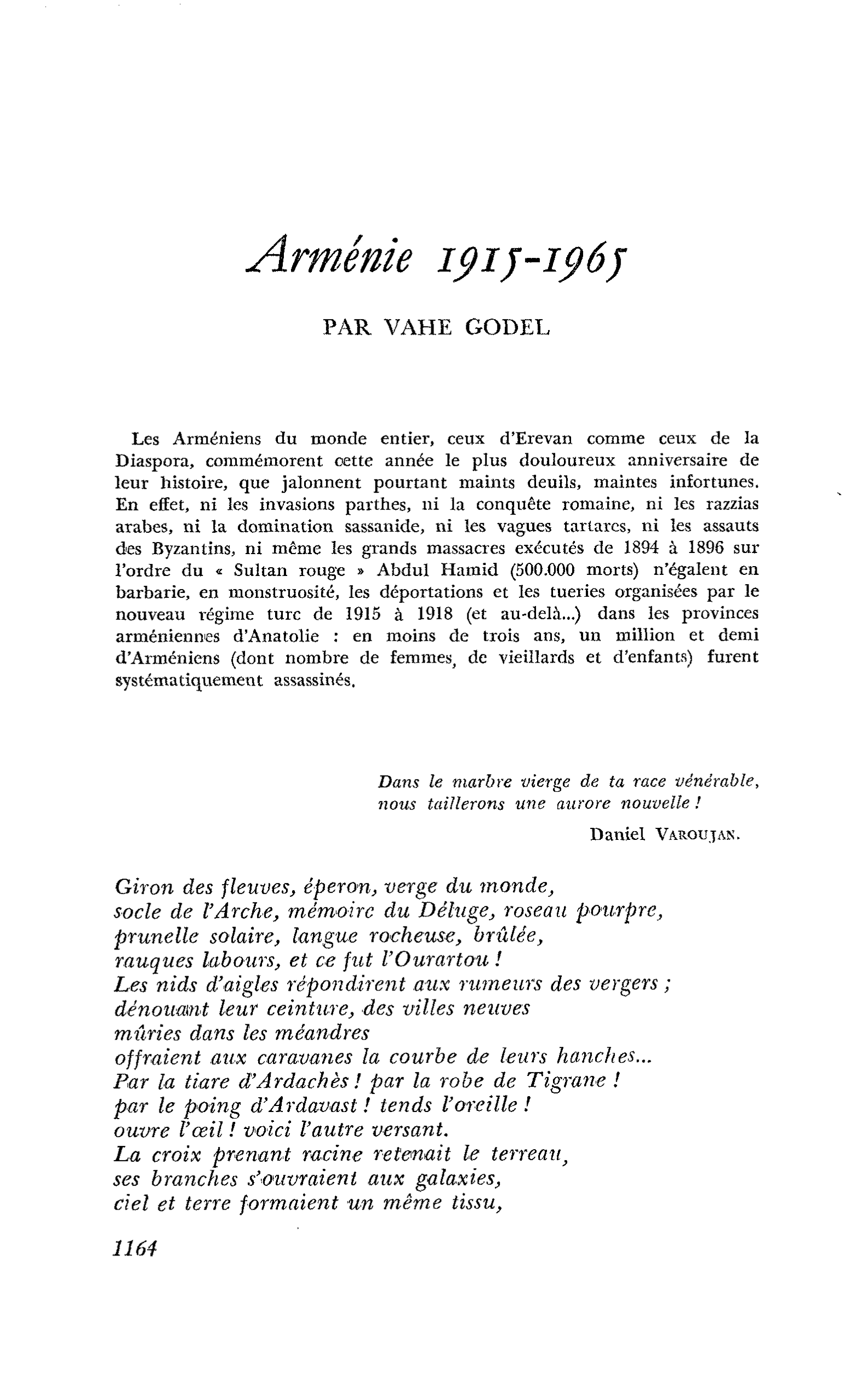 Arménie 1915-1965