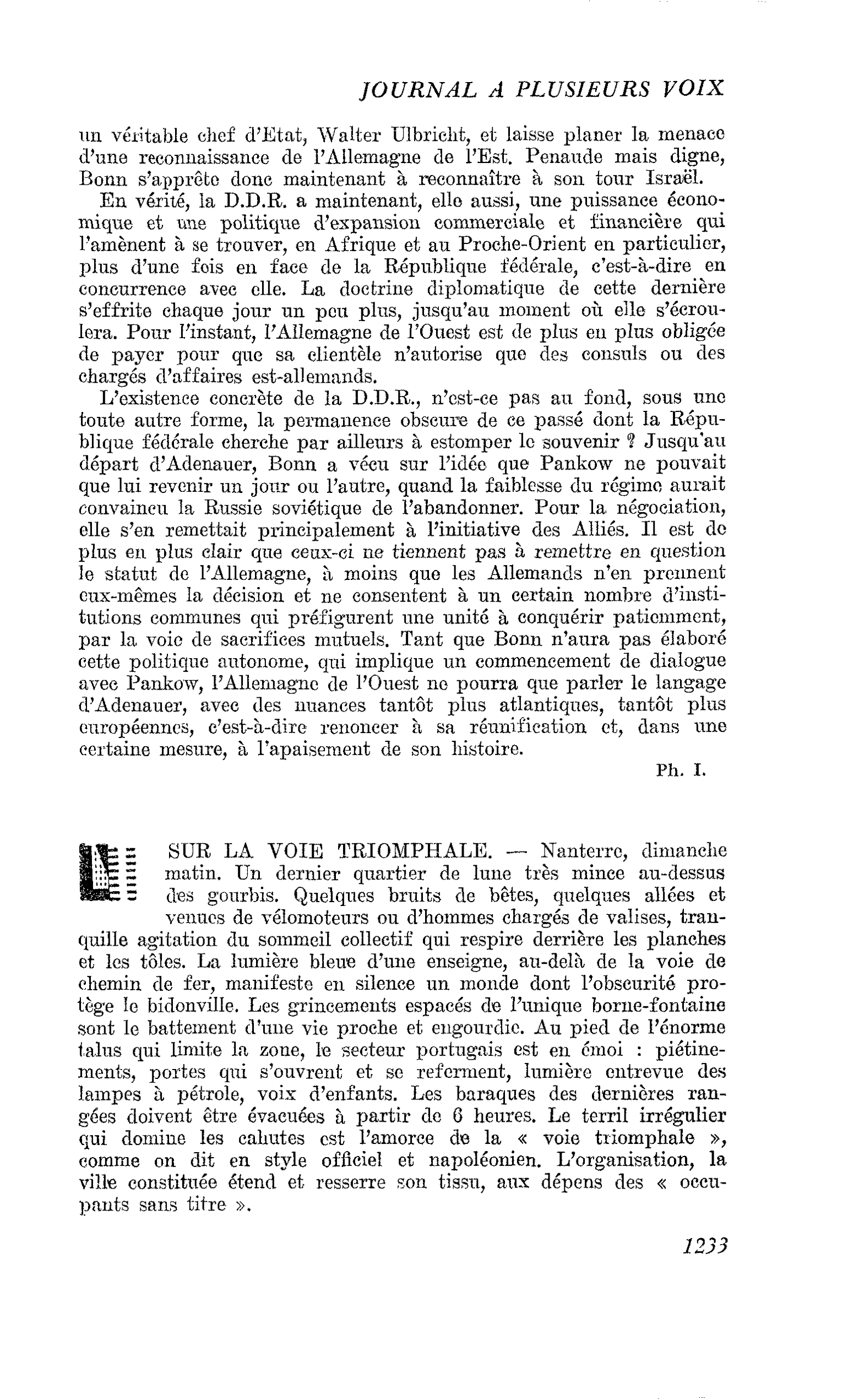 SUR LA VOIE TRIOMPHALE