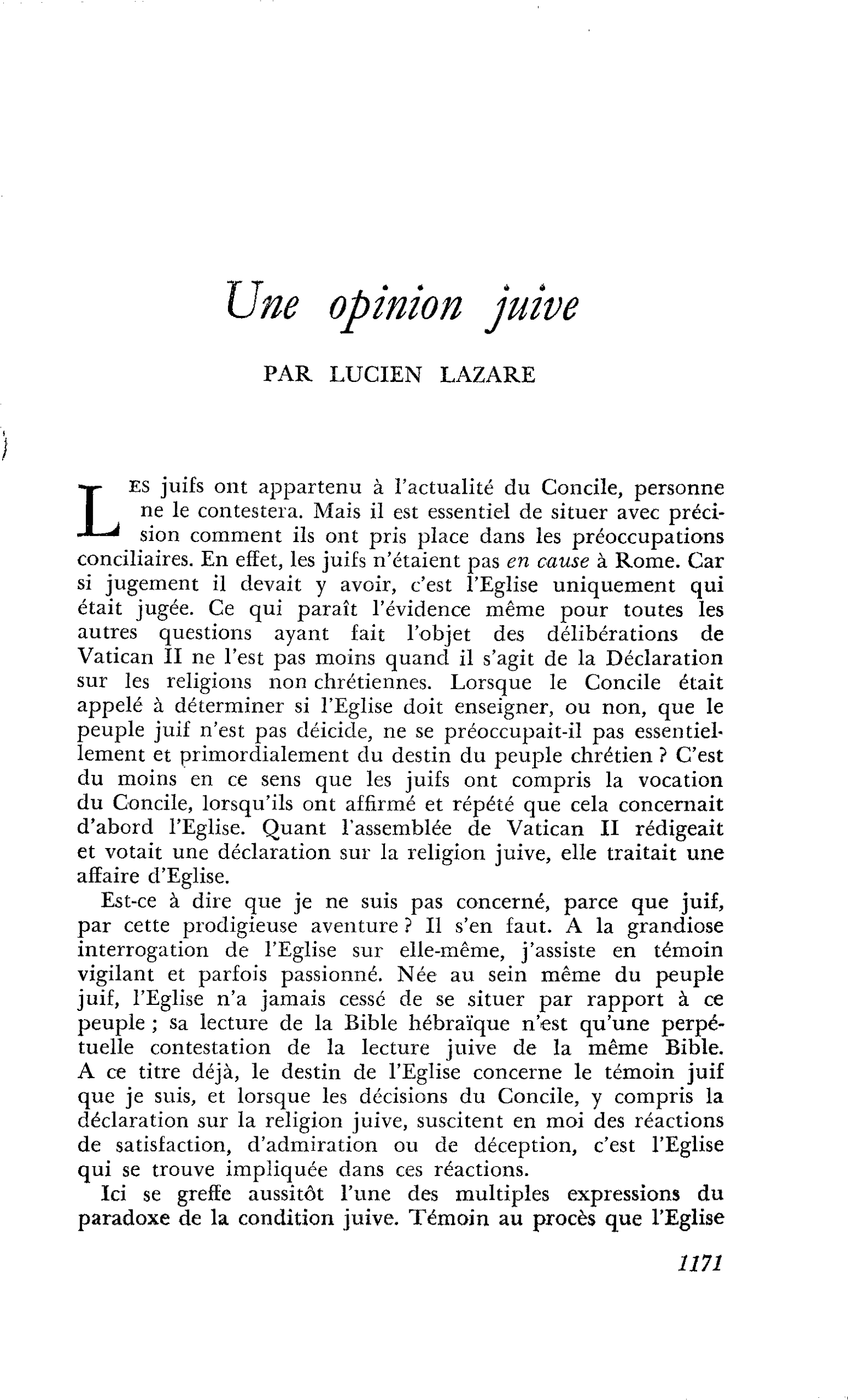 Une opinion juive