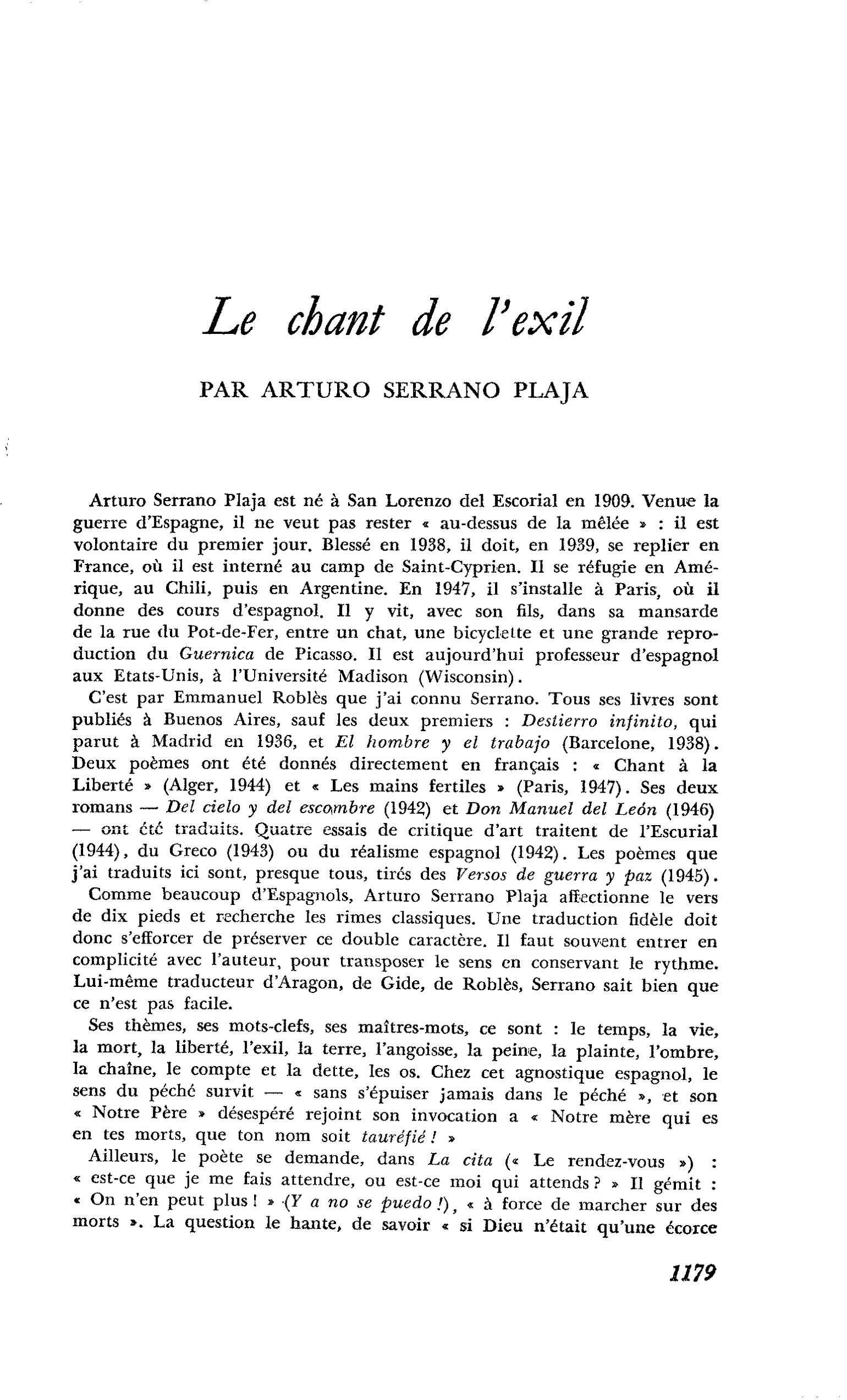 Le chant de l’exil