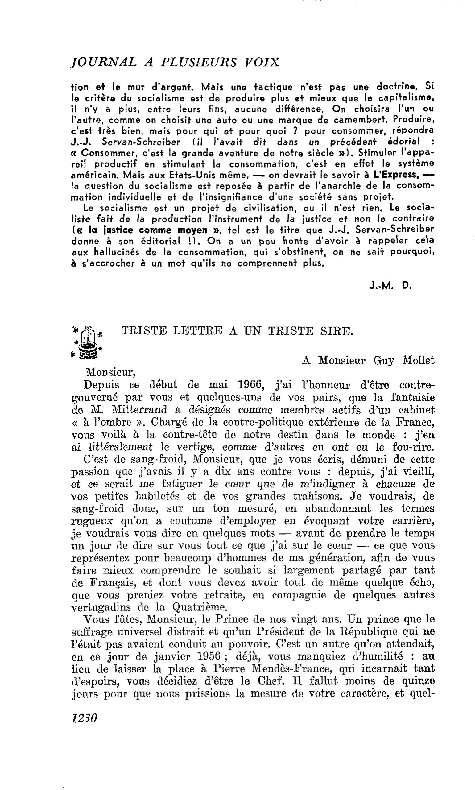 TRISTE LETTRE A UN TRISTE SIRE