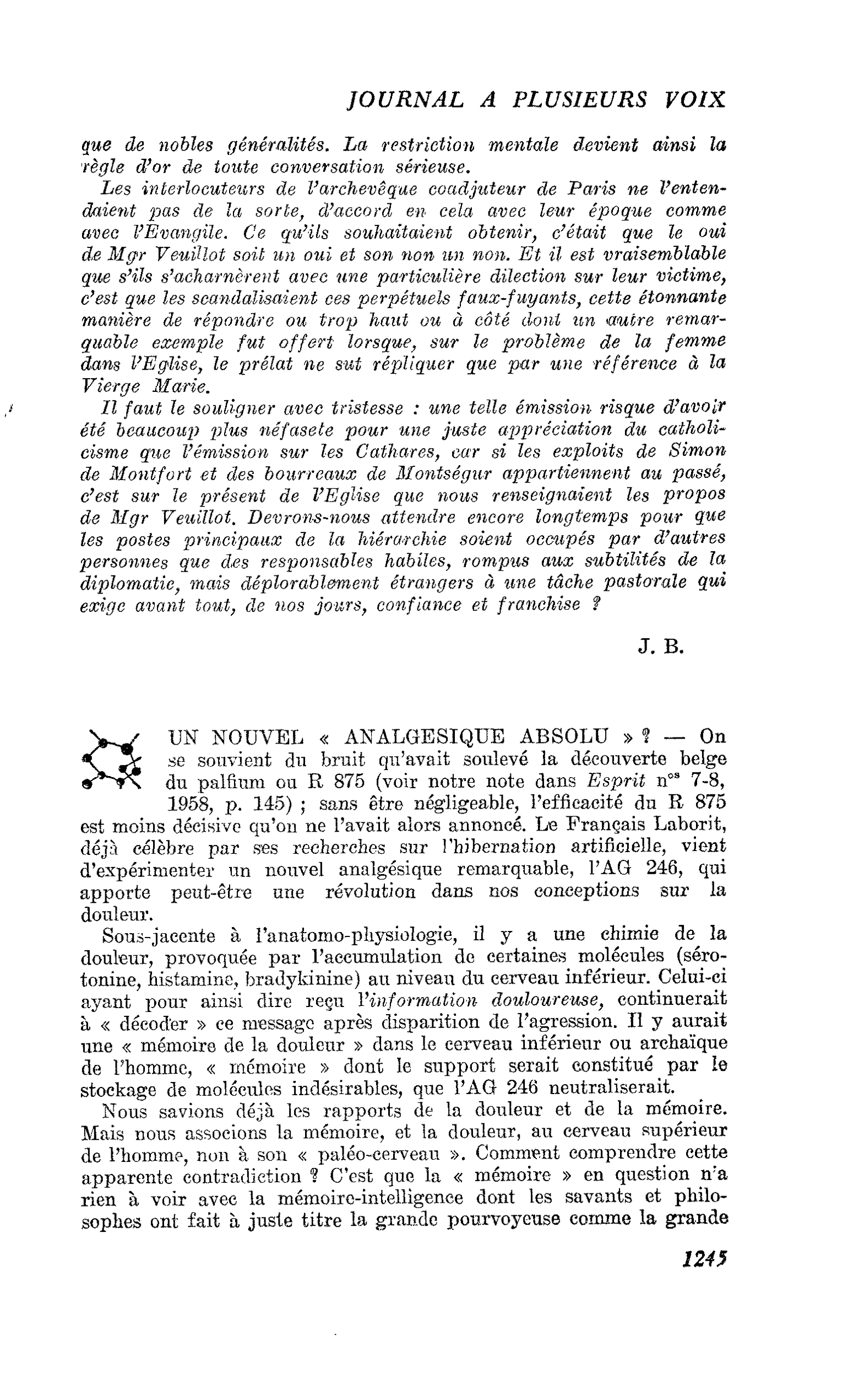 UN NOUVEL « ANALGESIQUE ABSOLU »