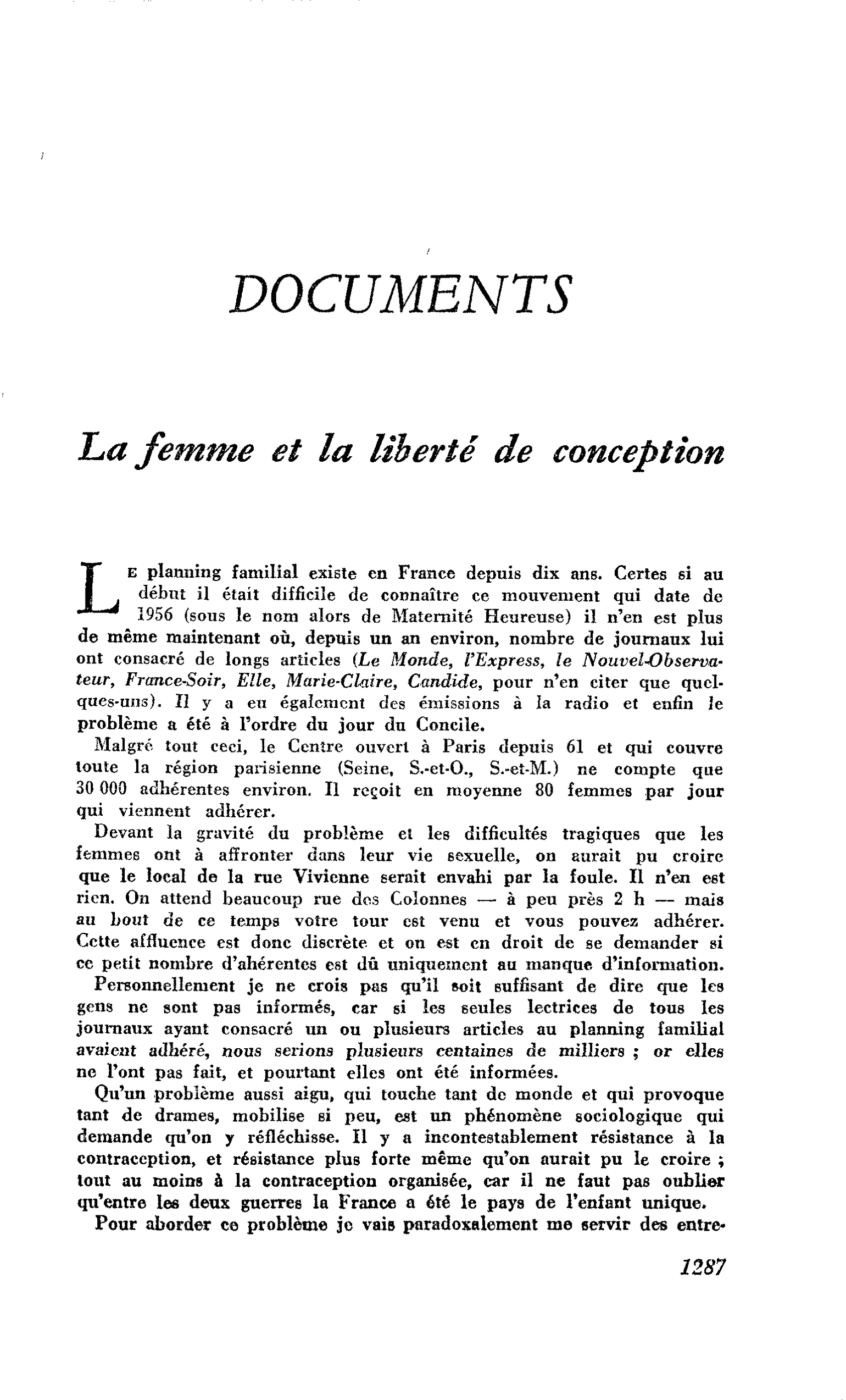 La femme et la liberté de conception