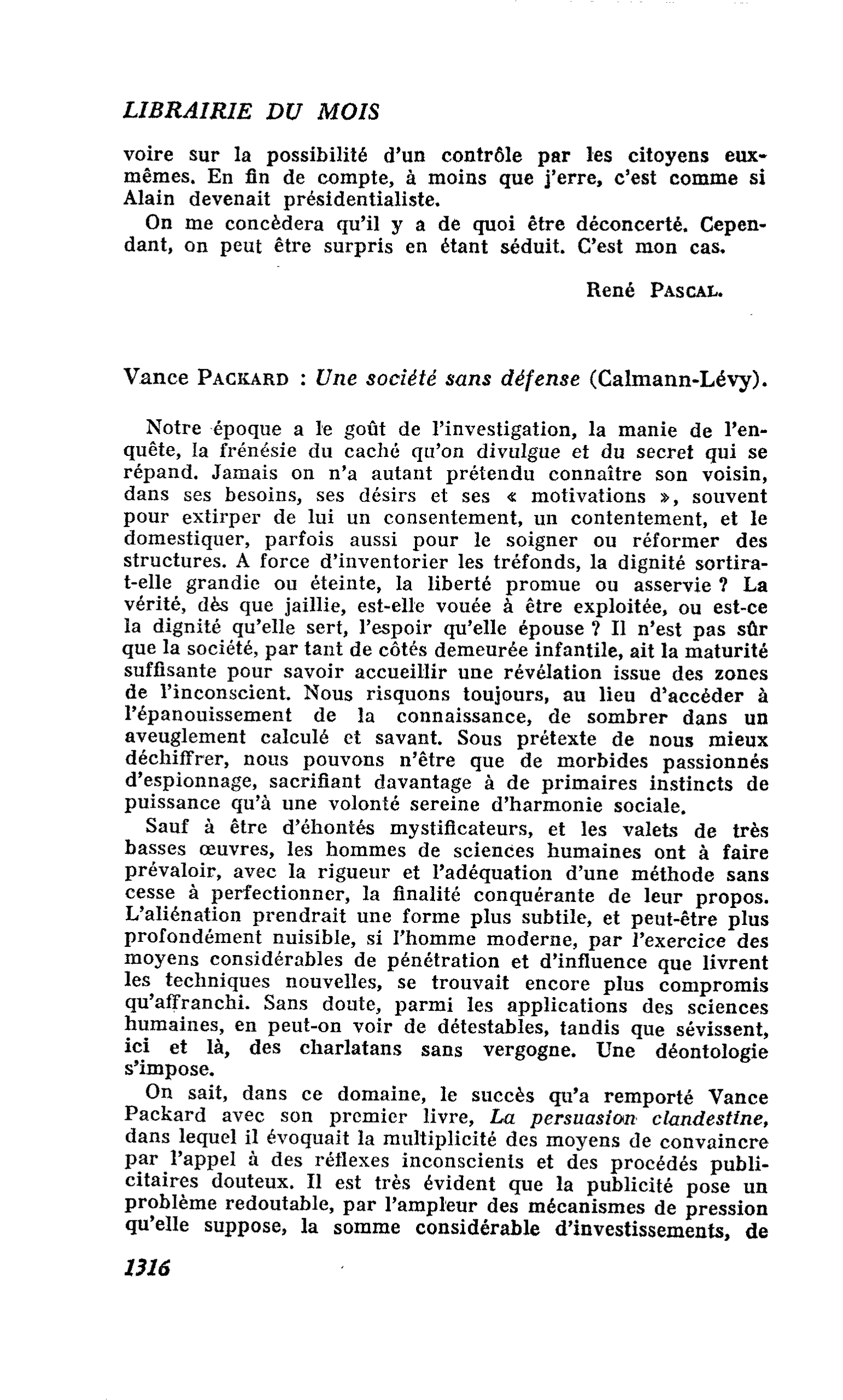 Vance Packard : Une société sans défense