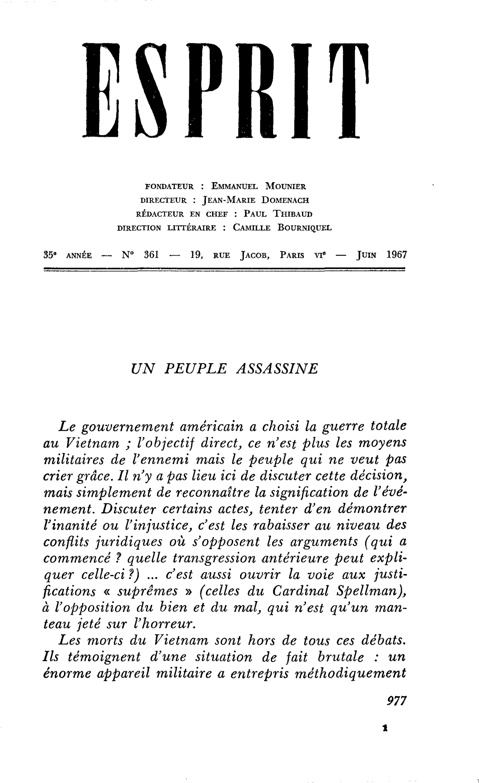 UN PEUPLE ASSASSINE
