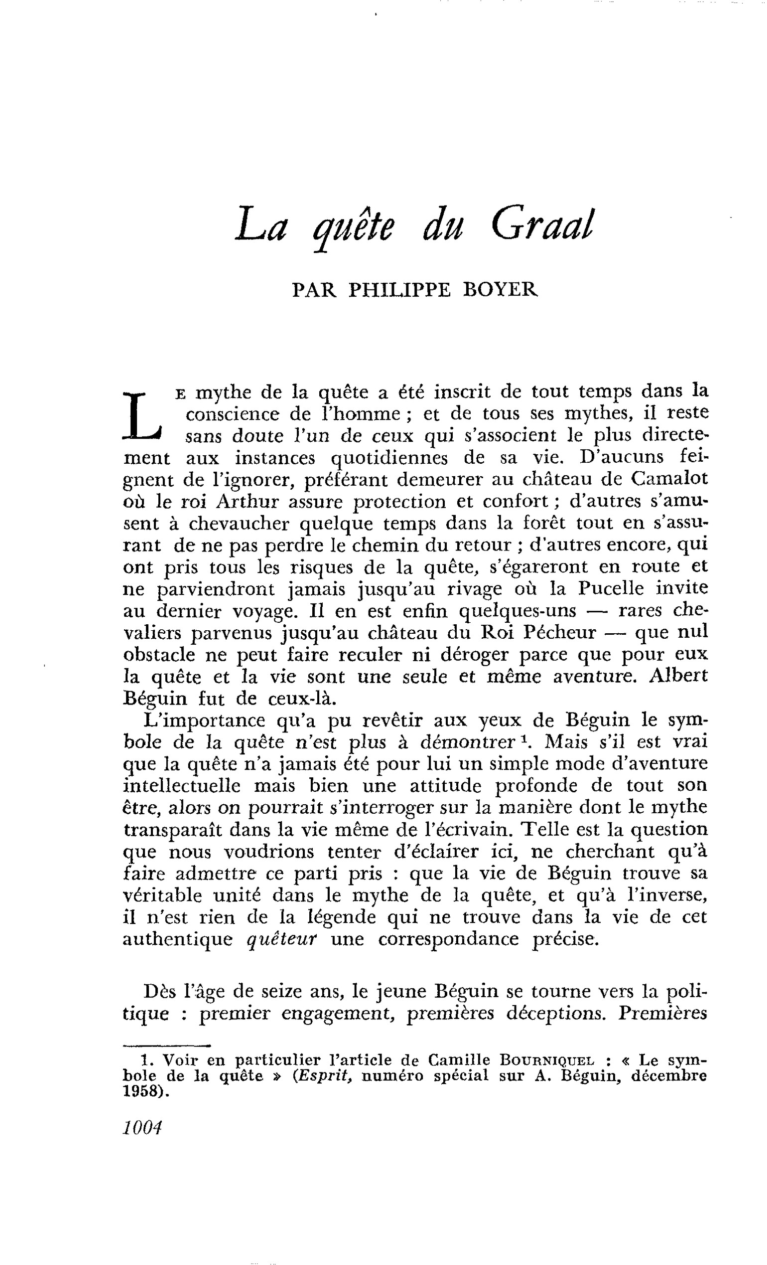 La quête du Graal