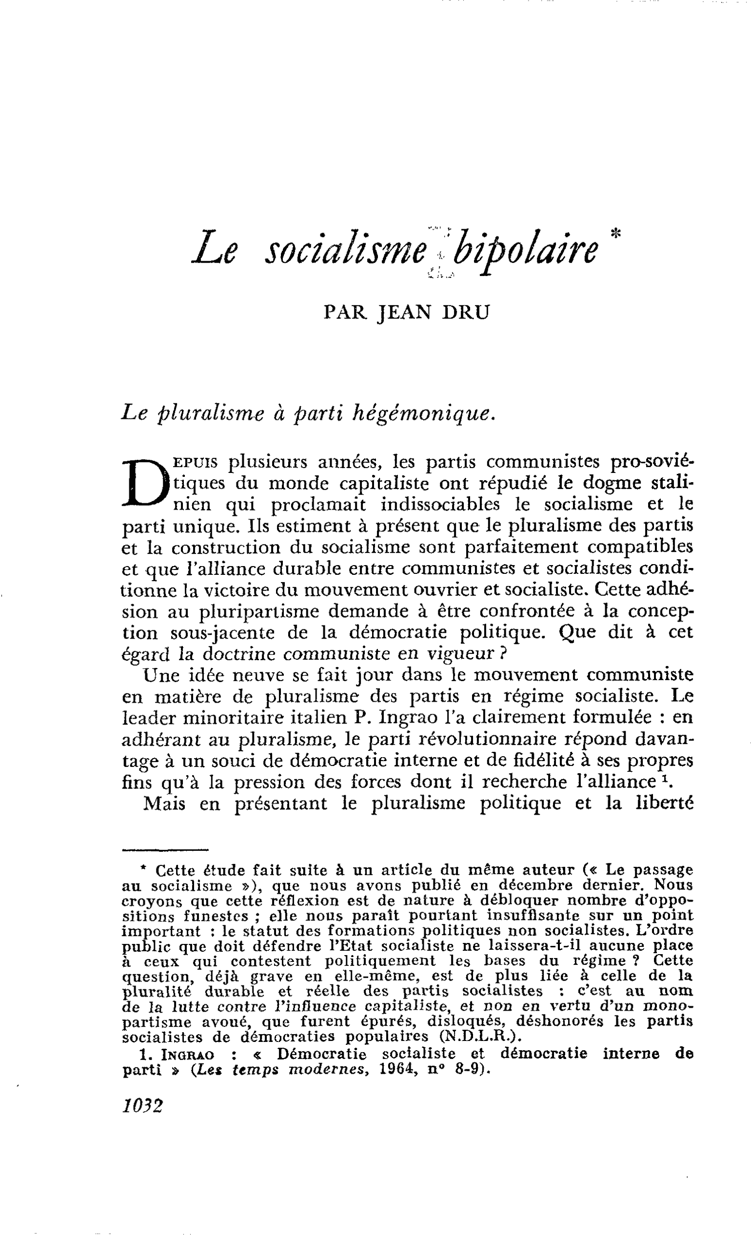 Le socialisme bipolaire