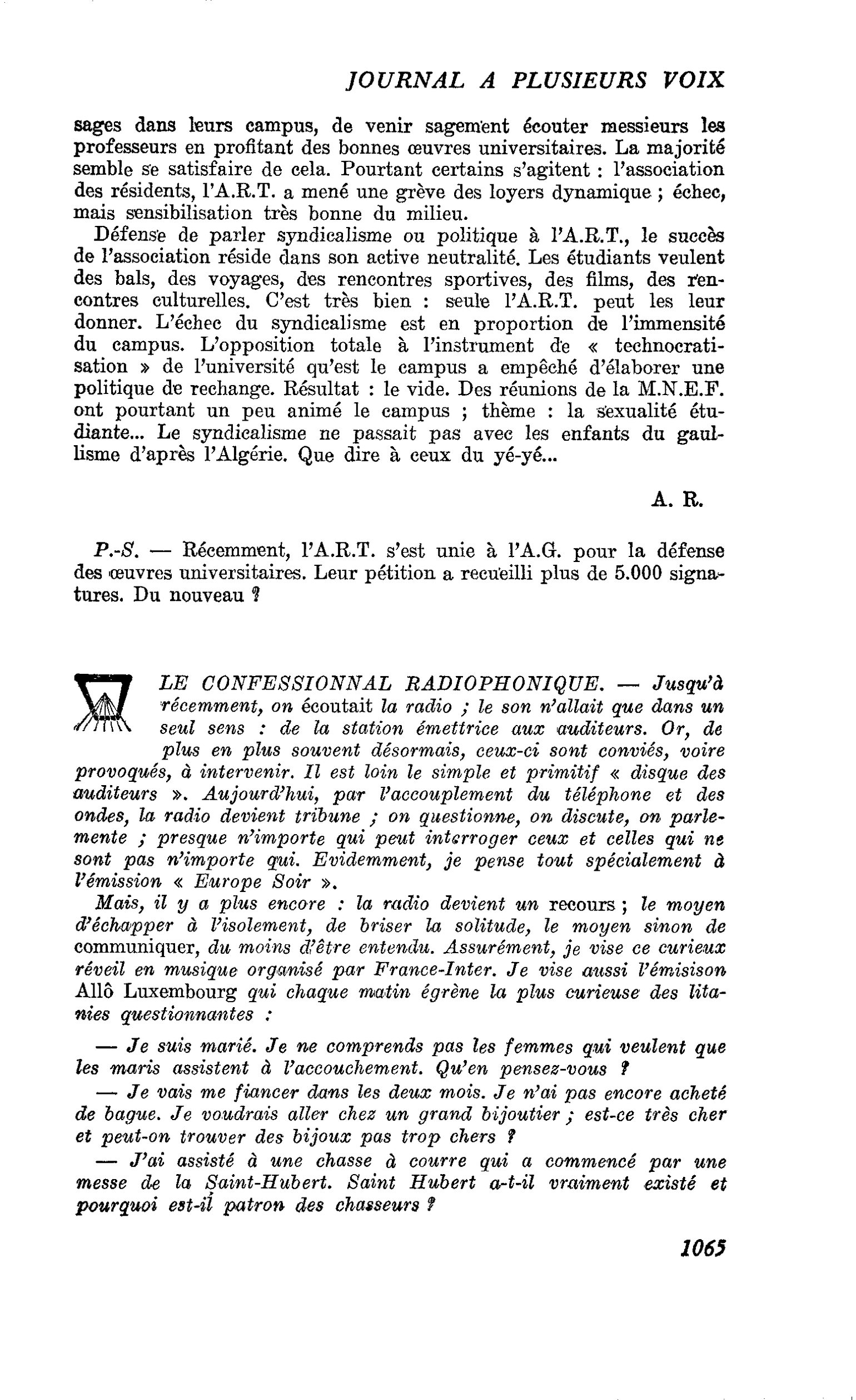 LE CONFESSIONNAL RADIOPHONIQUE