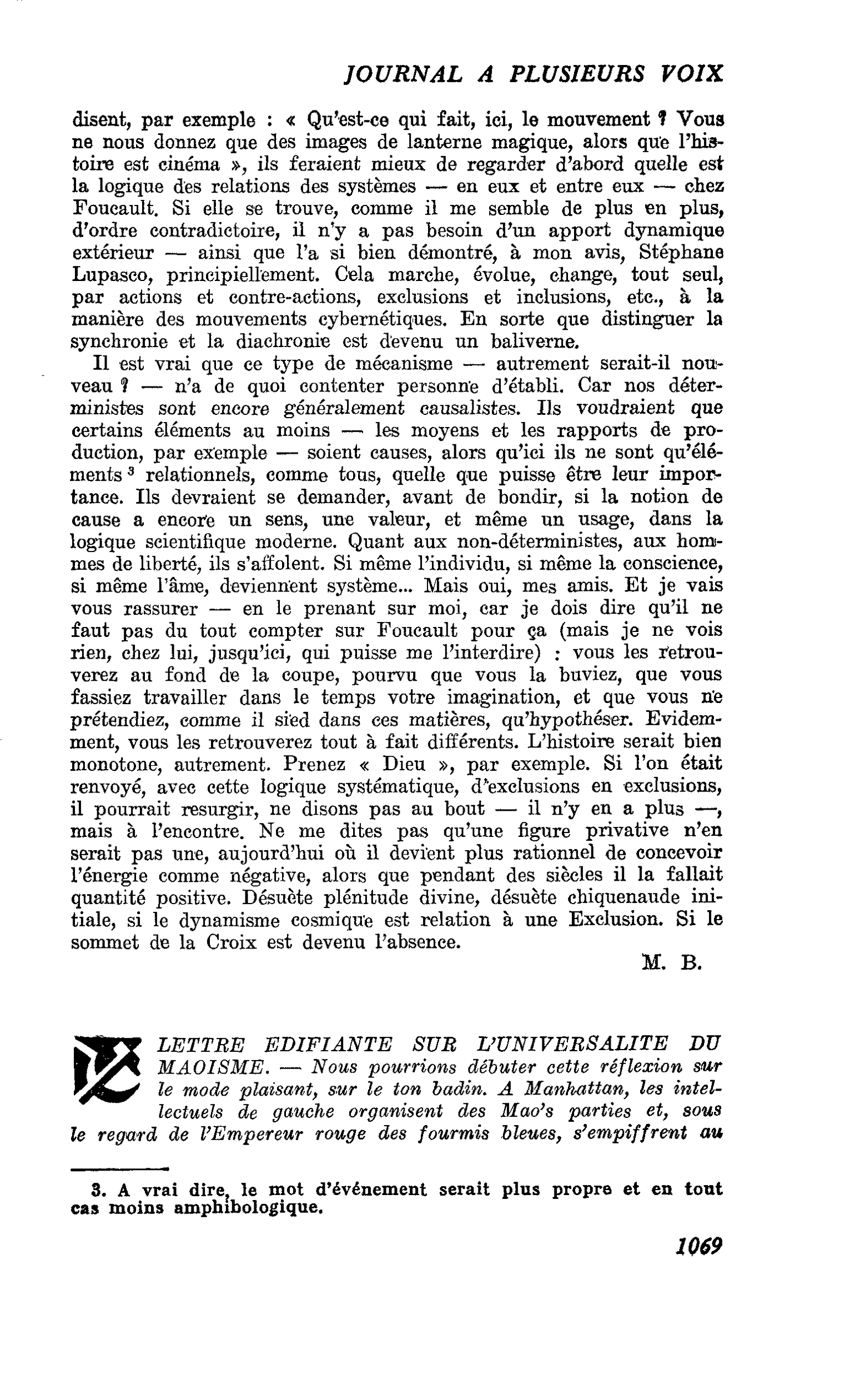 LETTRE EDIFIANTE SUR L’UNIVERSALITE DU MAOÏSME