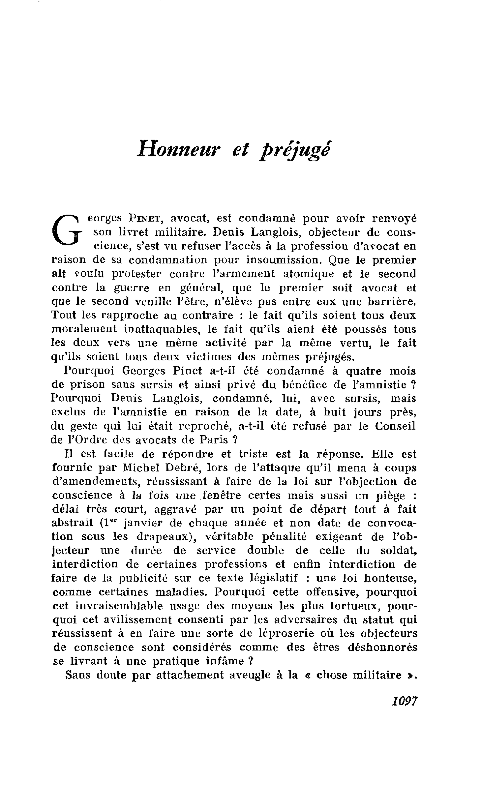 Honneur et préjugé