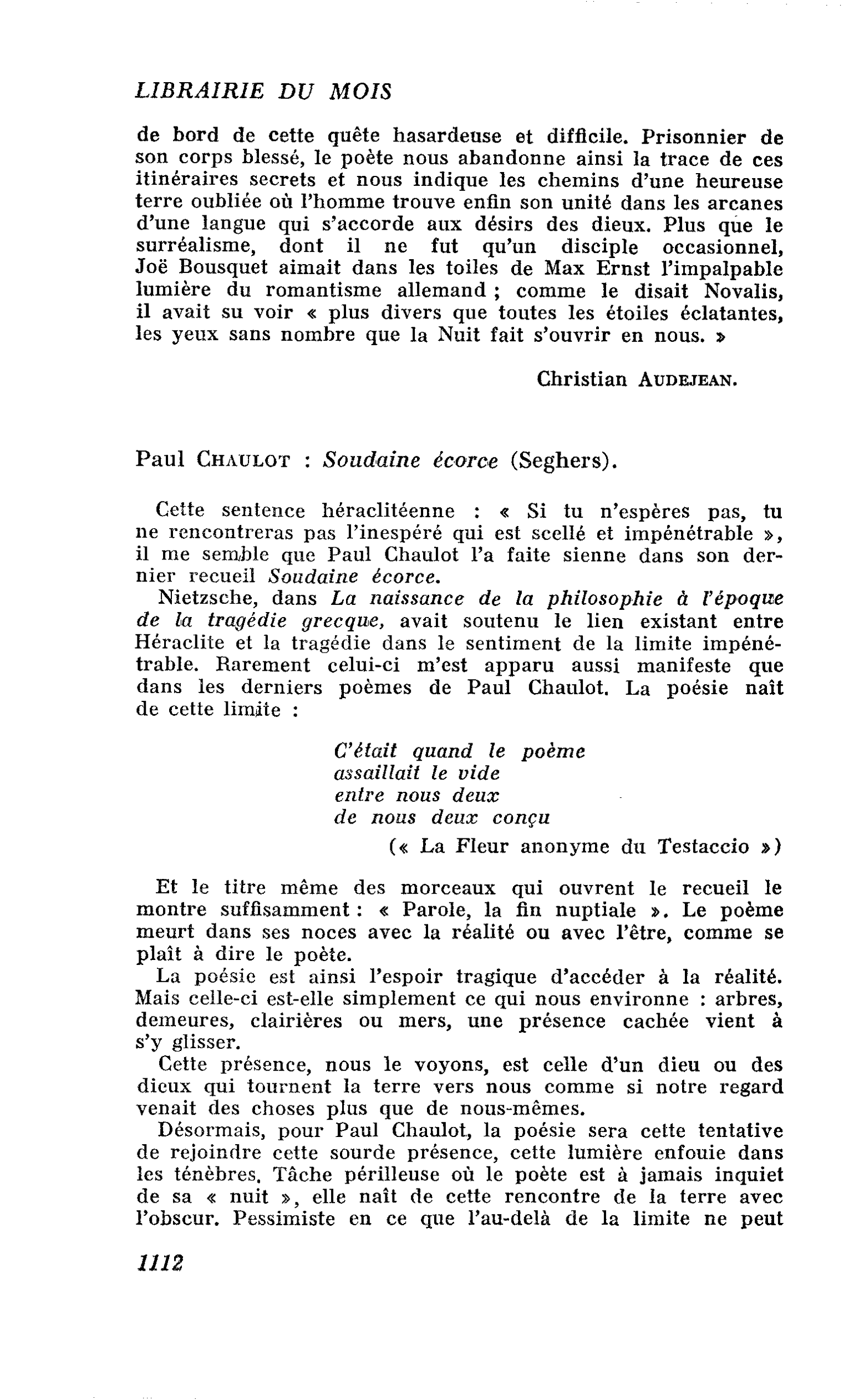 Paul Chaulot : Soudaine écorce