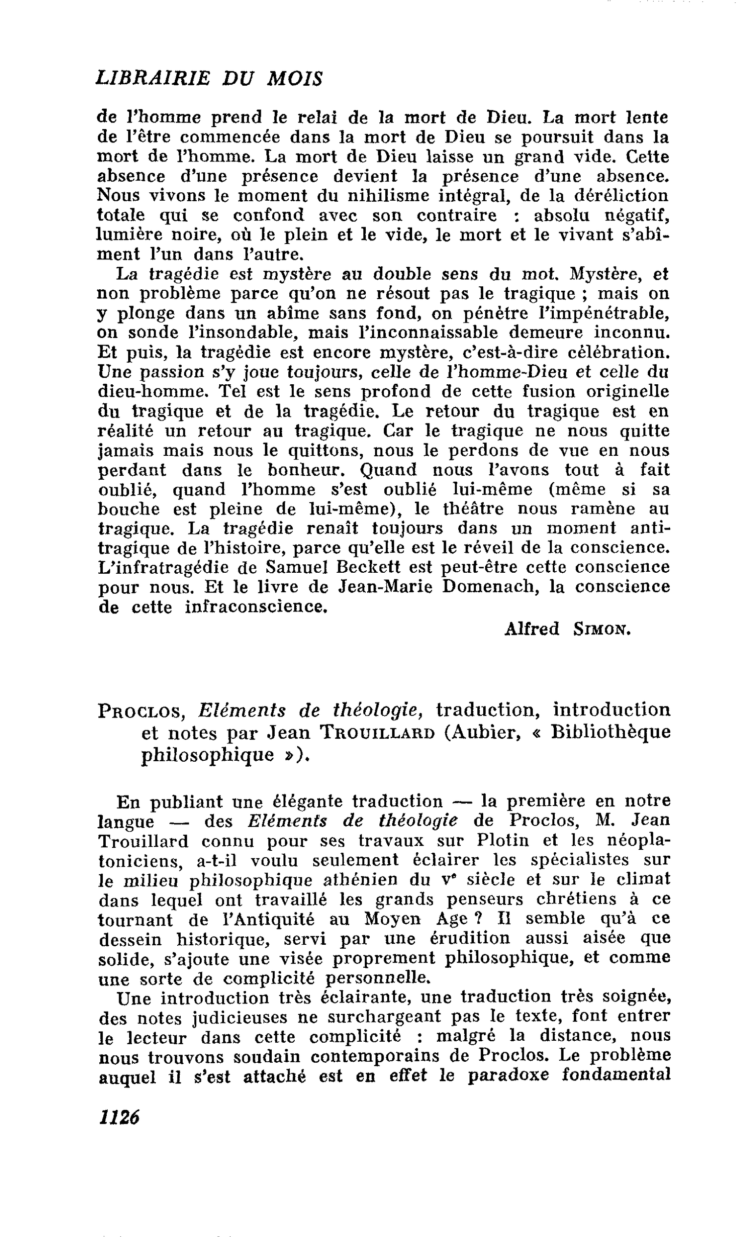 Proclos, Eléments de théologie, traduction, introduction et notes par Jean Trouillard