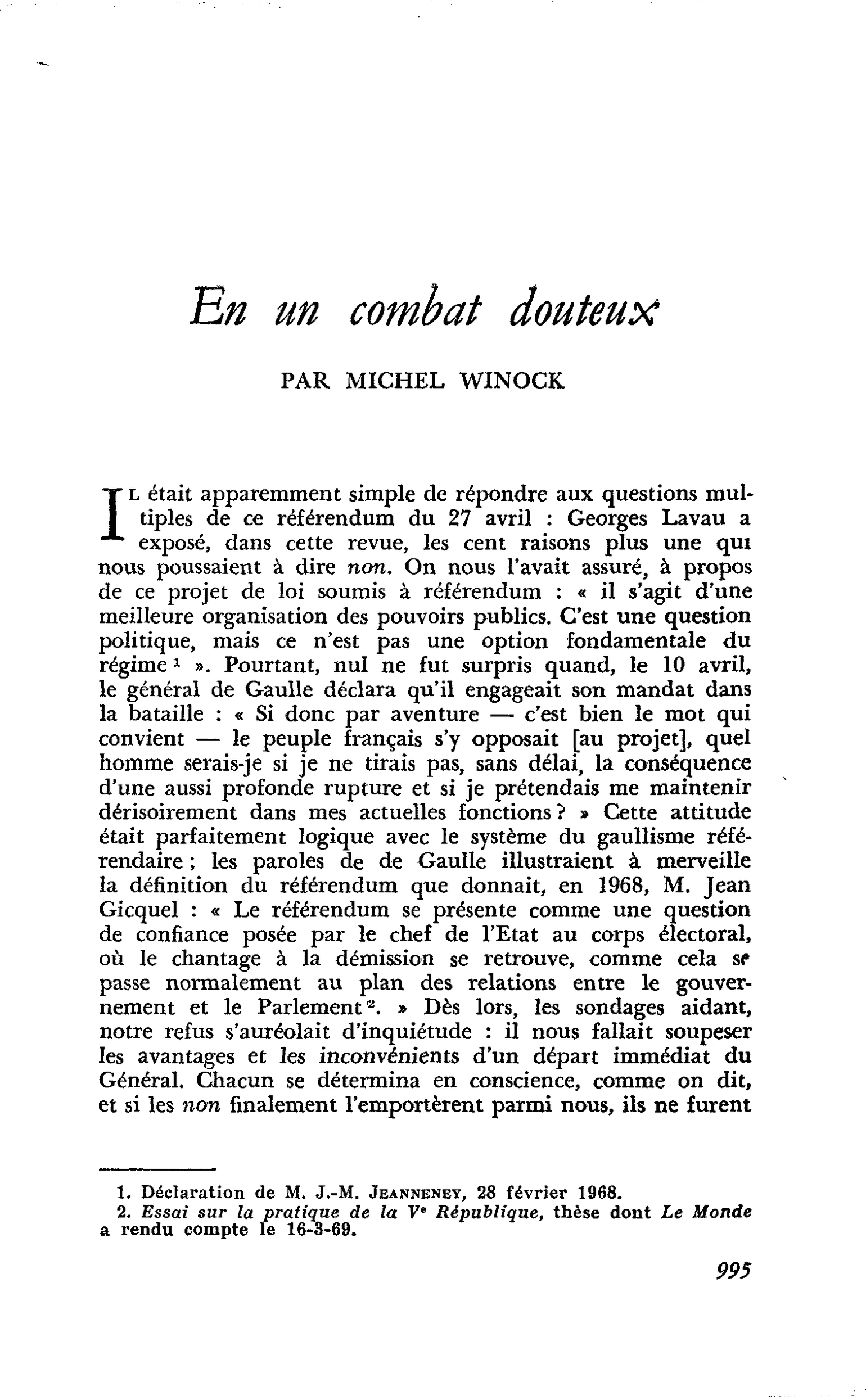 En un combat douteux