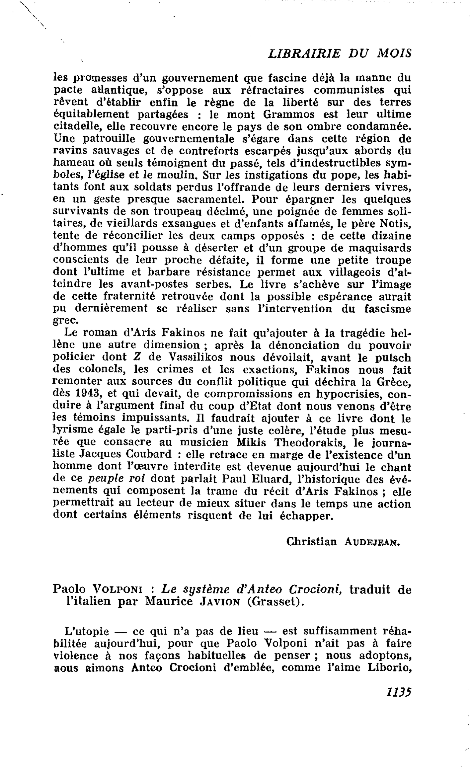 Paolo Volponi : Le système d’Anteo Crocioni