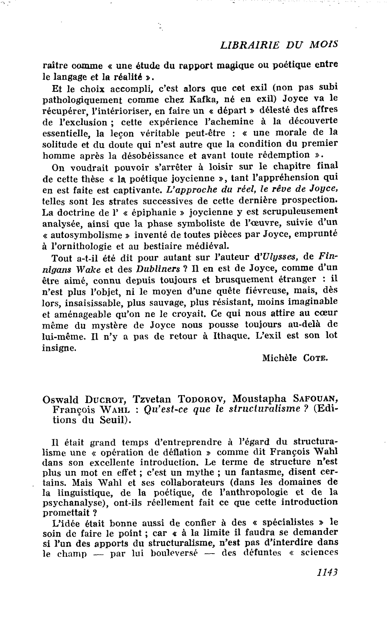 Oswald Ducrot, Tzvetan Todorov, Moustapha SaFouan, François Wahl : Qu’est-ce que le structuralisme ?