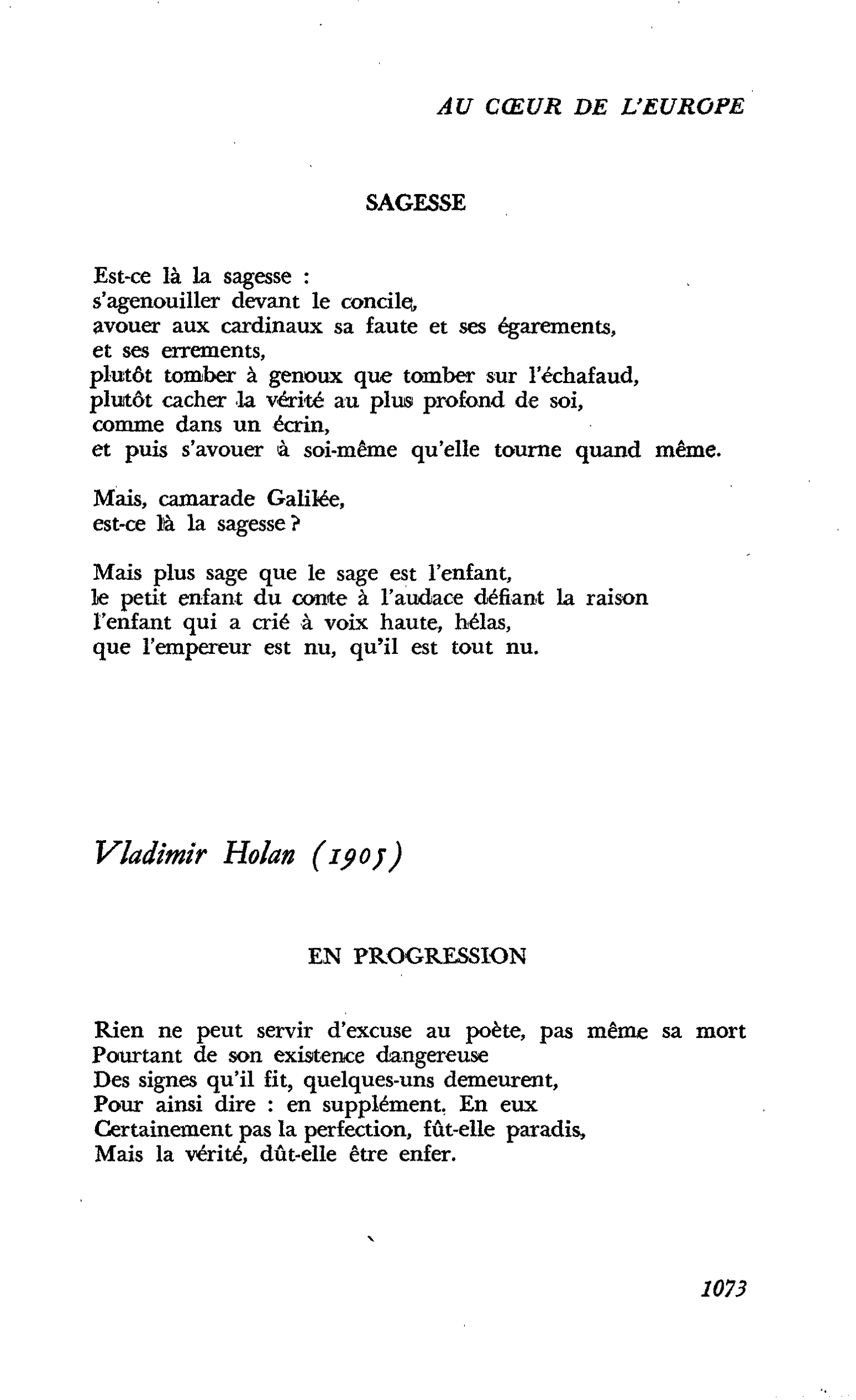 Au coeur même de l’Europe : Vladimir Holan (1905)