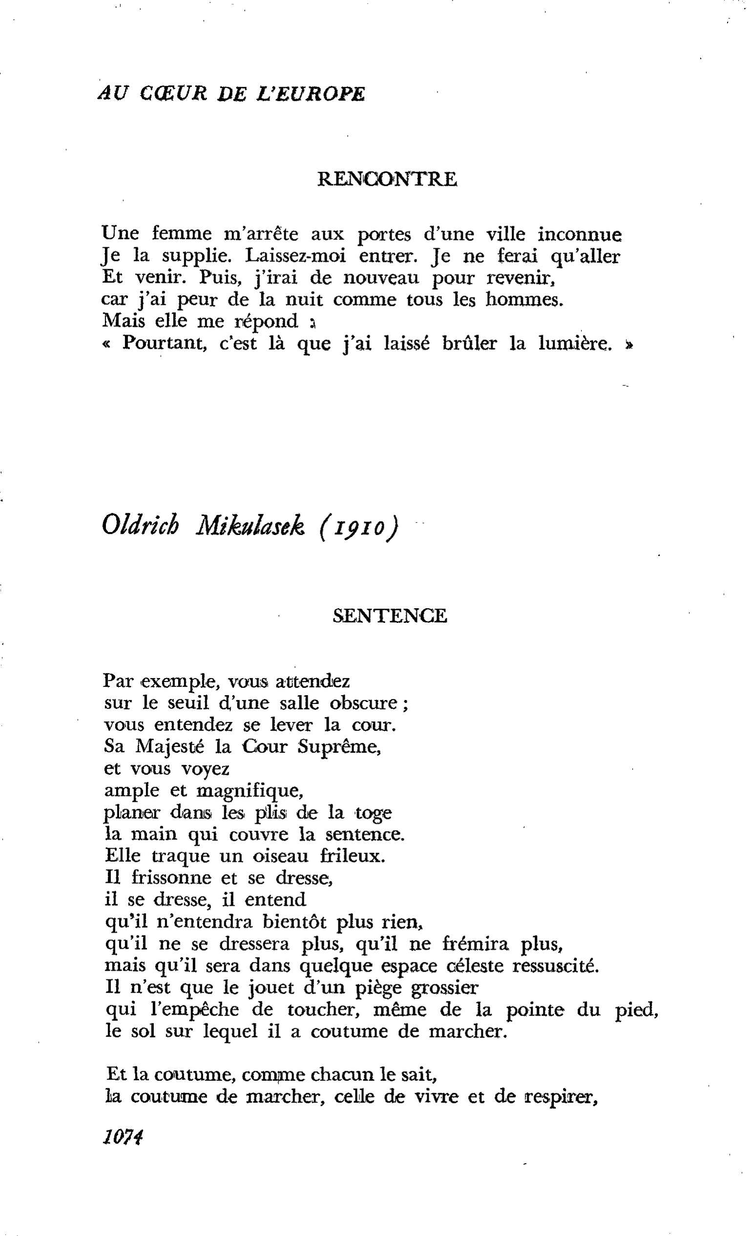 Au coeur même de l’Europe : Oldrich Mikulasek (1910)