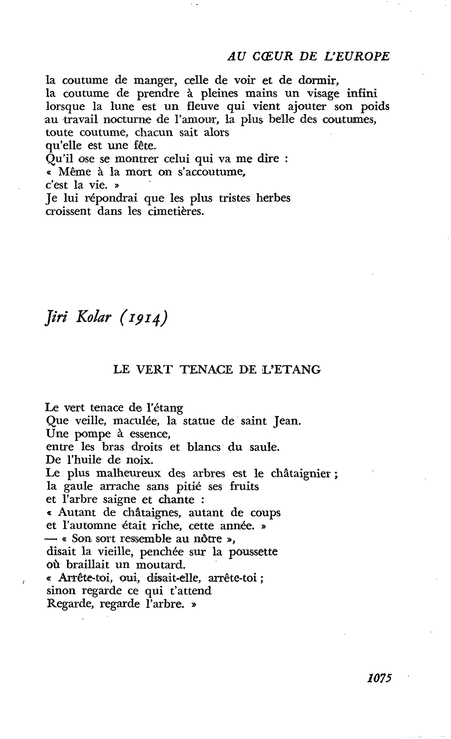 Au coeur même de l’Europe : Jiri Kolar (1914)