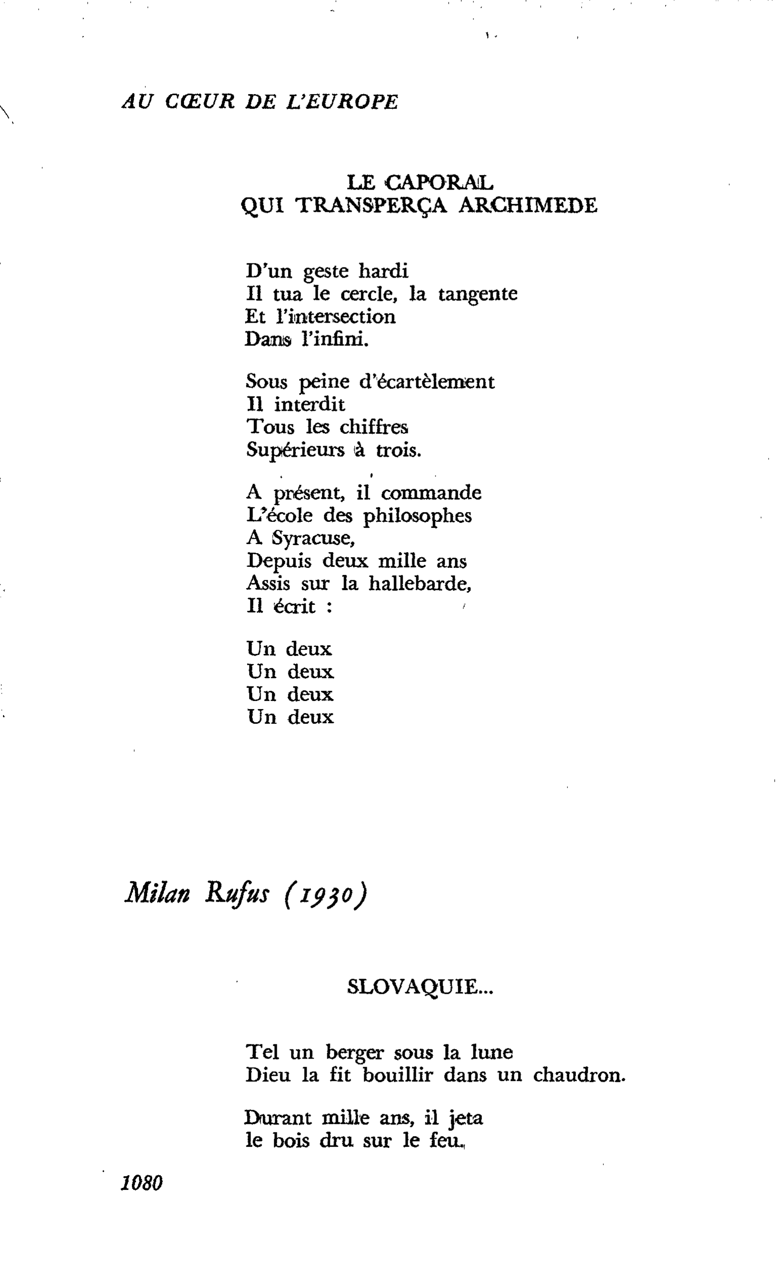 Au coeur même de l’Europe : Milan Rufus (1930)