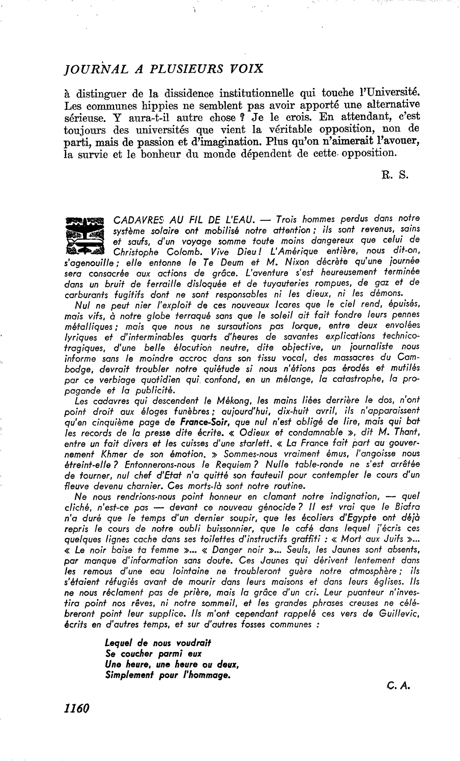CADAVRES AU FIL DE L’EAU