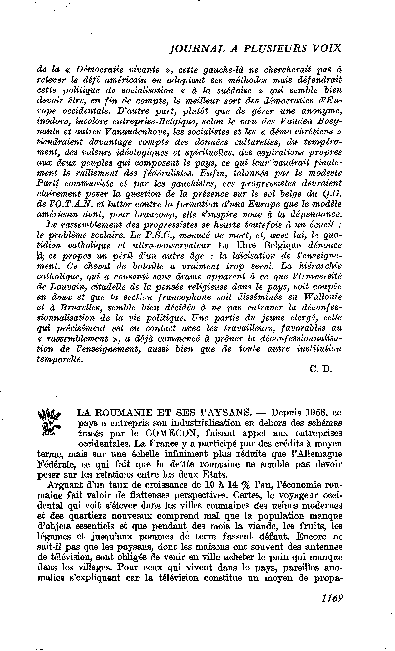 LA ROUMANIE ET SES PAYSANS