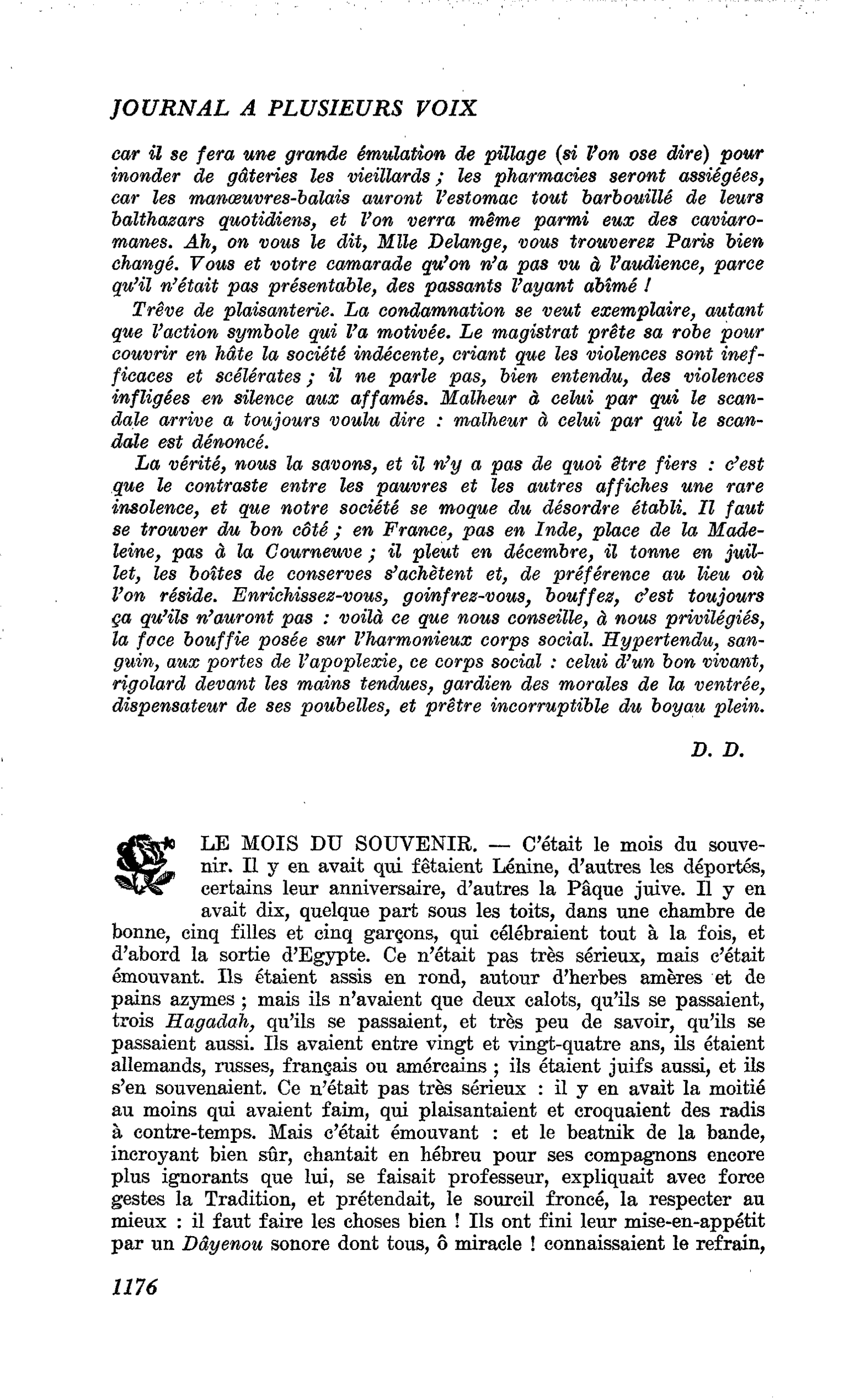 LE MOIS DU SOUVENIR