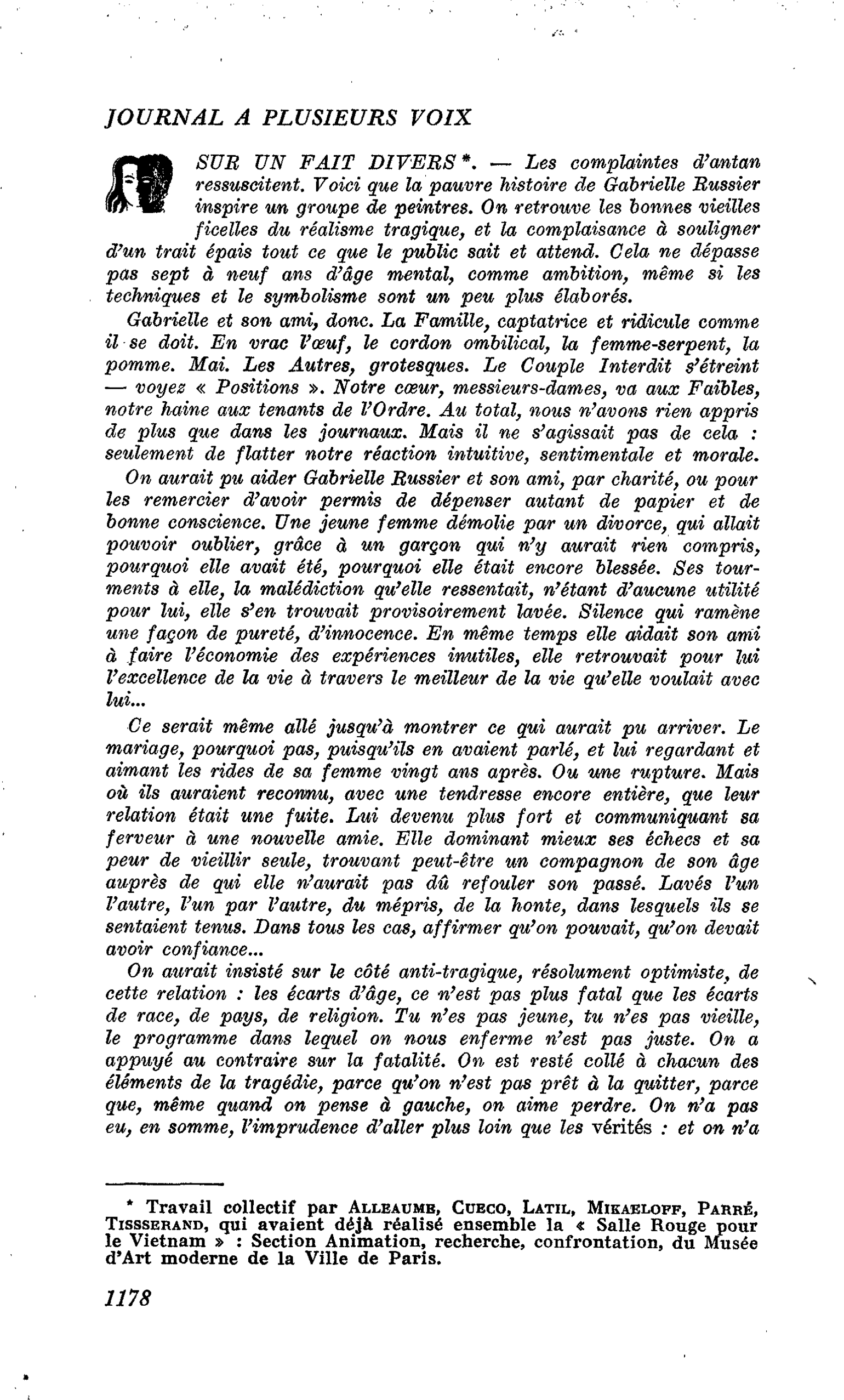 SUR UN FAIT DIVERS