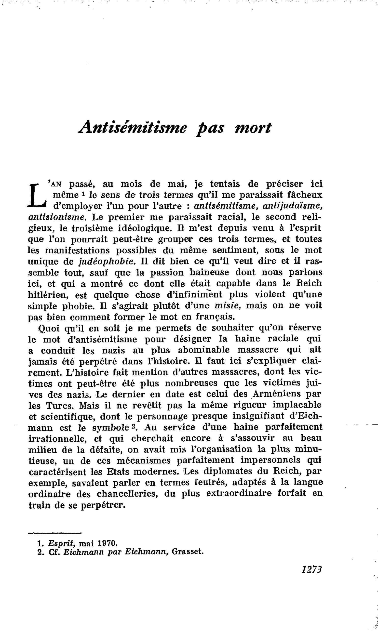 Antisémitisme pas mort