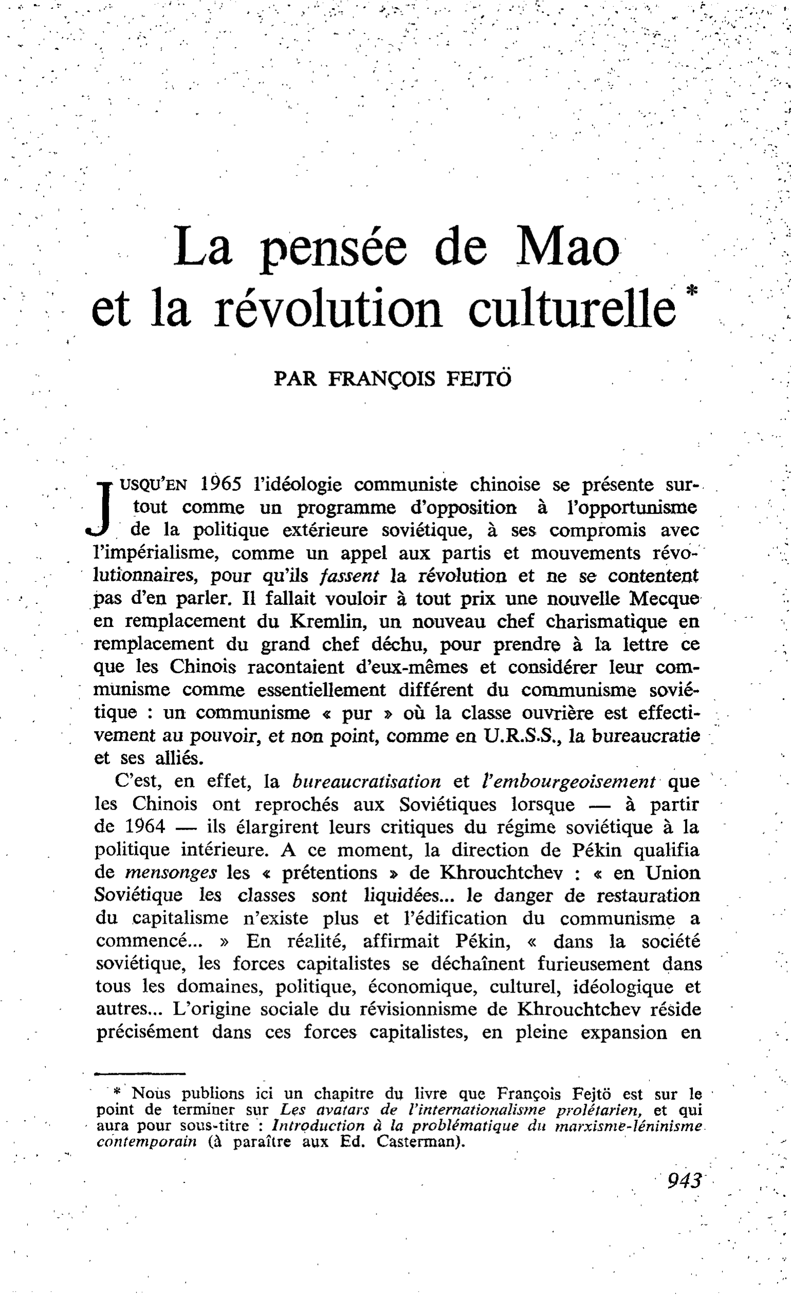 La pensée de Mao et la révolution culturelle