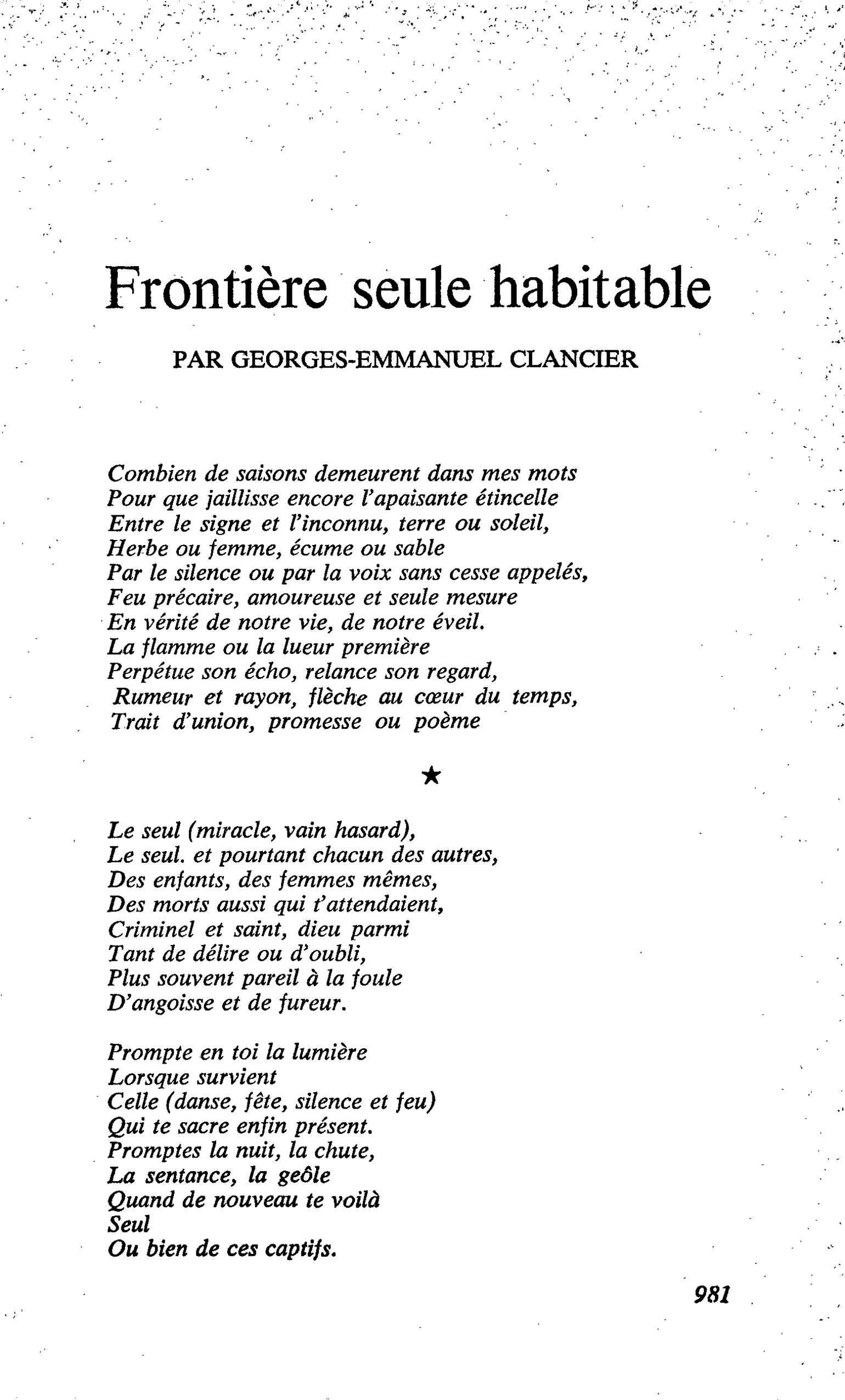Frontière seule habitable