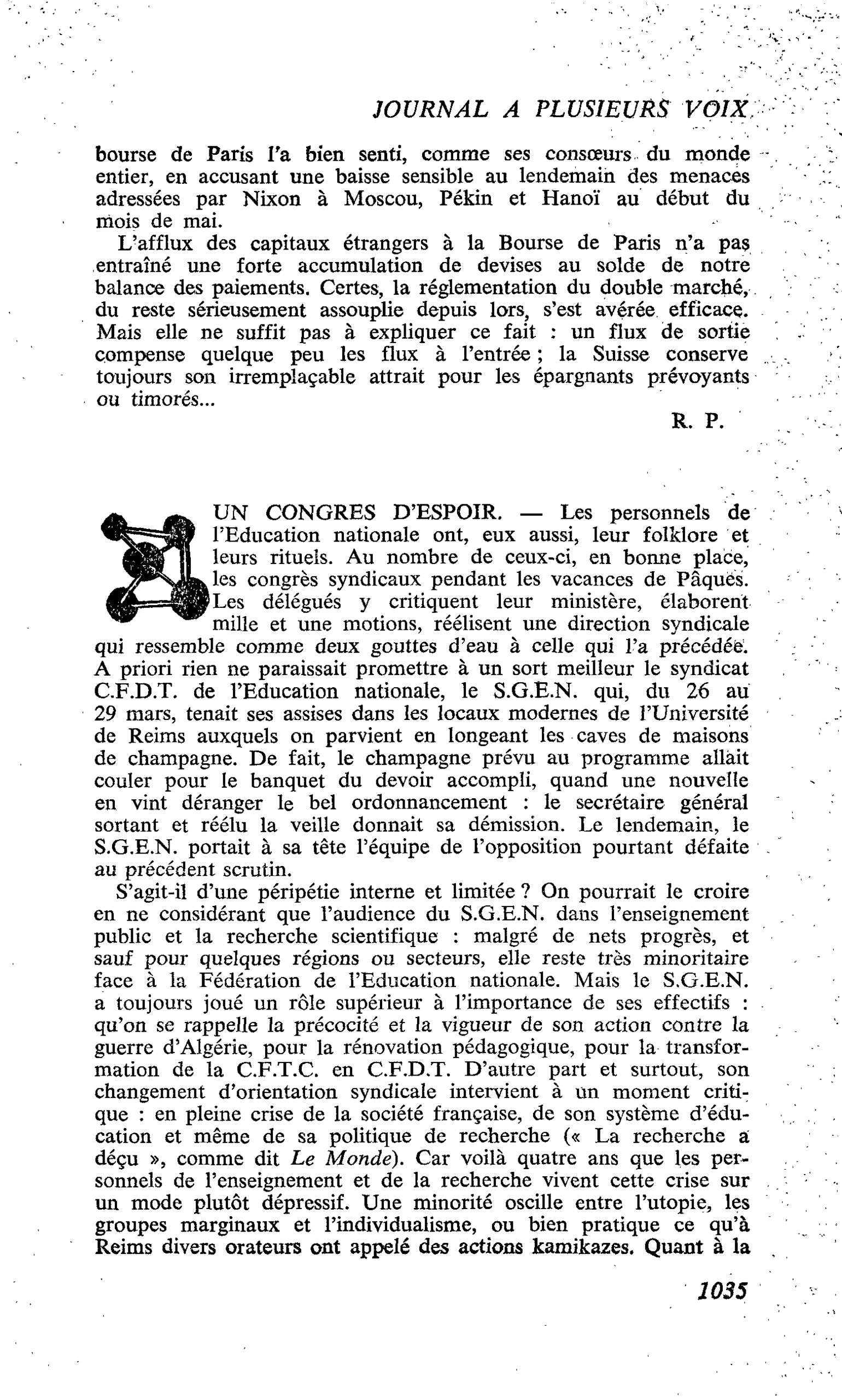 UN CONGRES D’ESPOIR