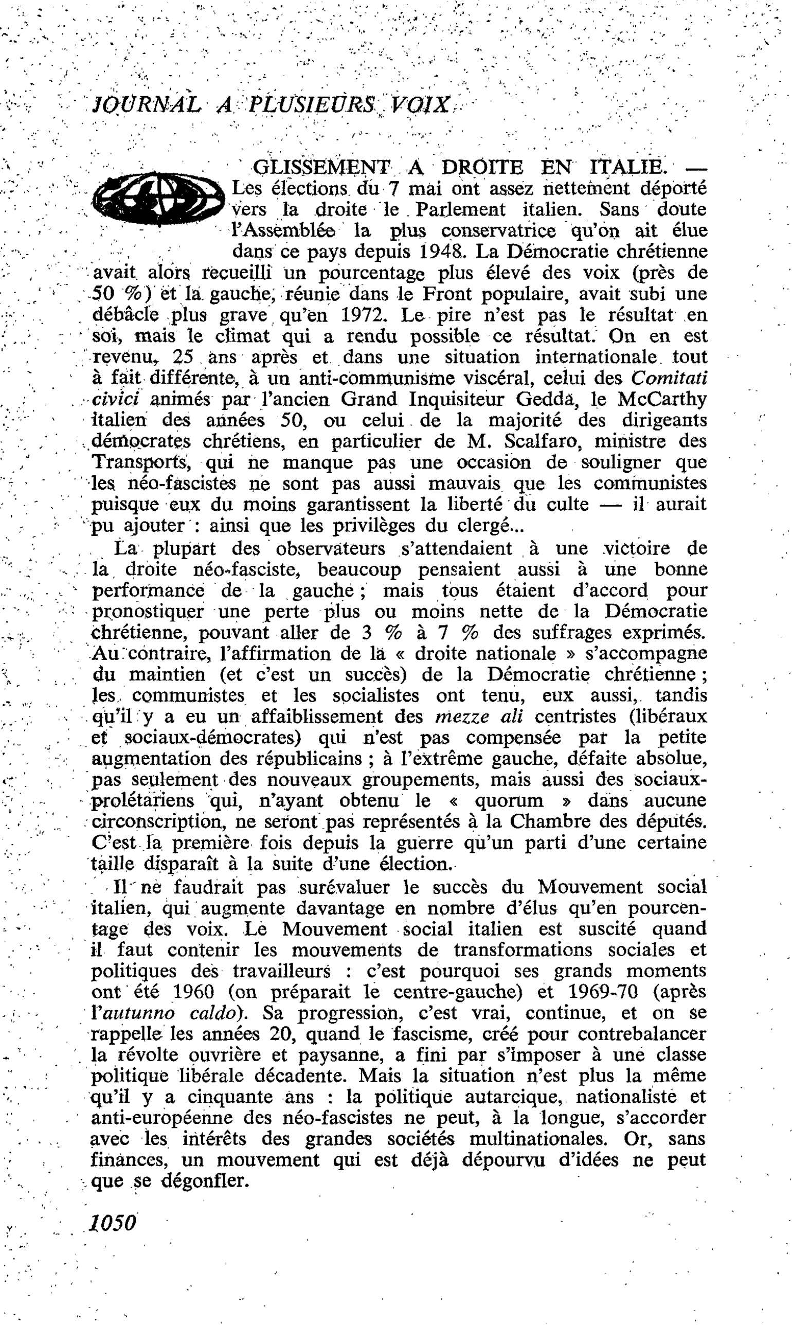 GLISSEMENT A DROITE EN ITALIE