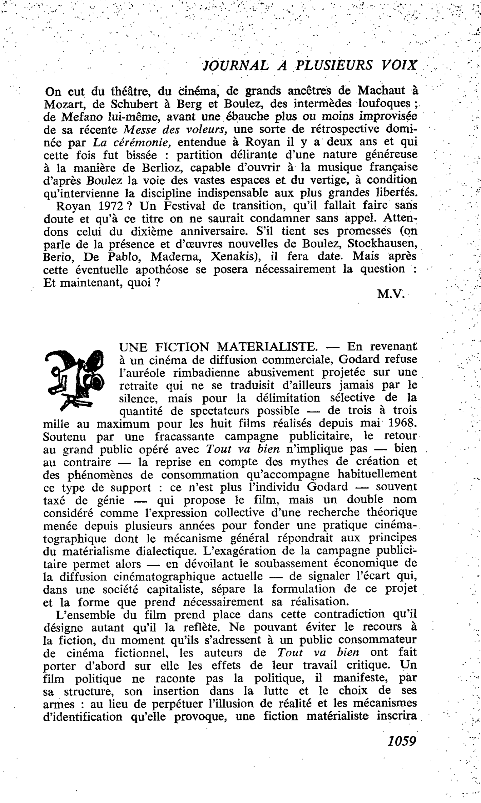 UNE FICTION MATERIALISTE