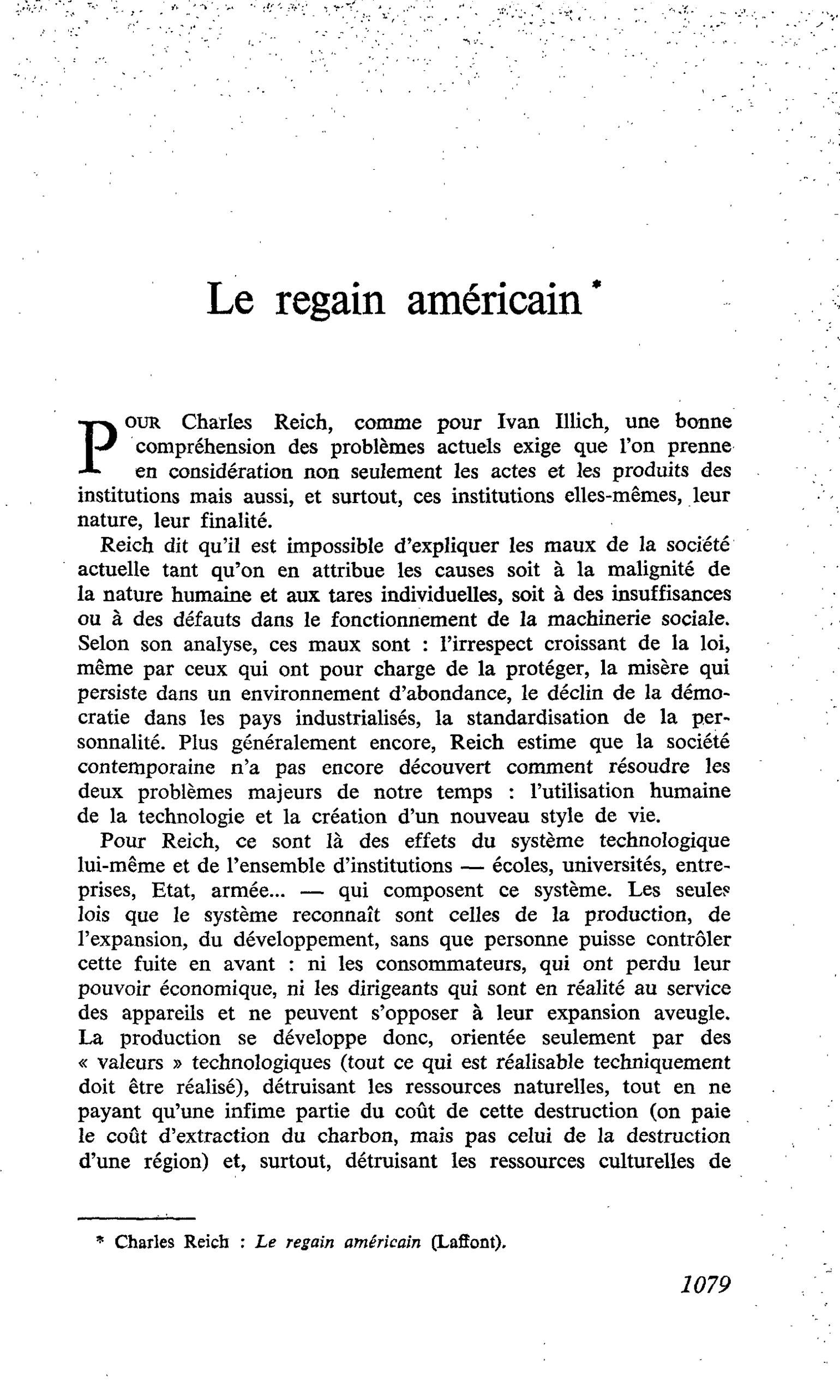 Le regain américain