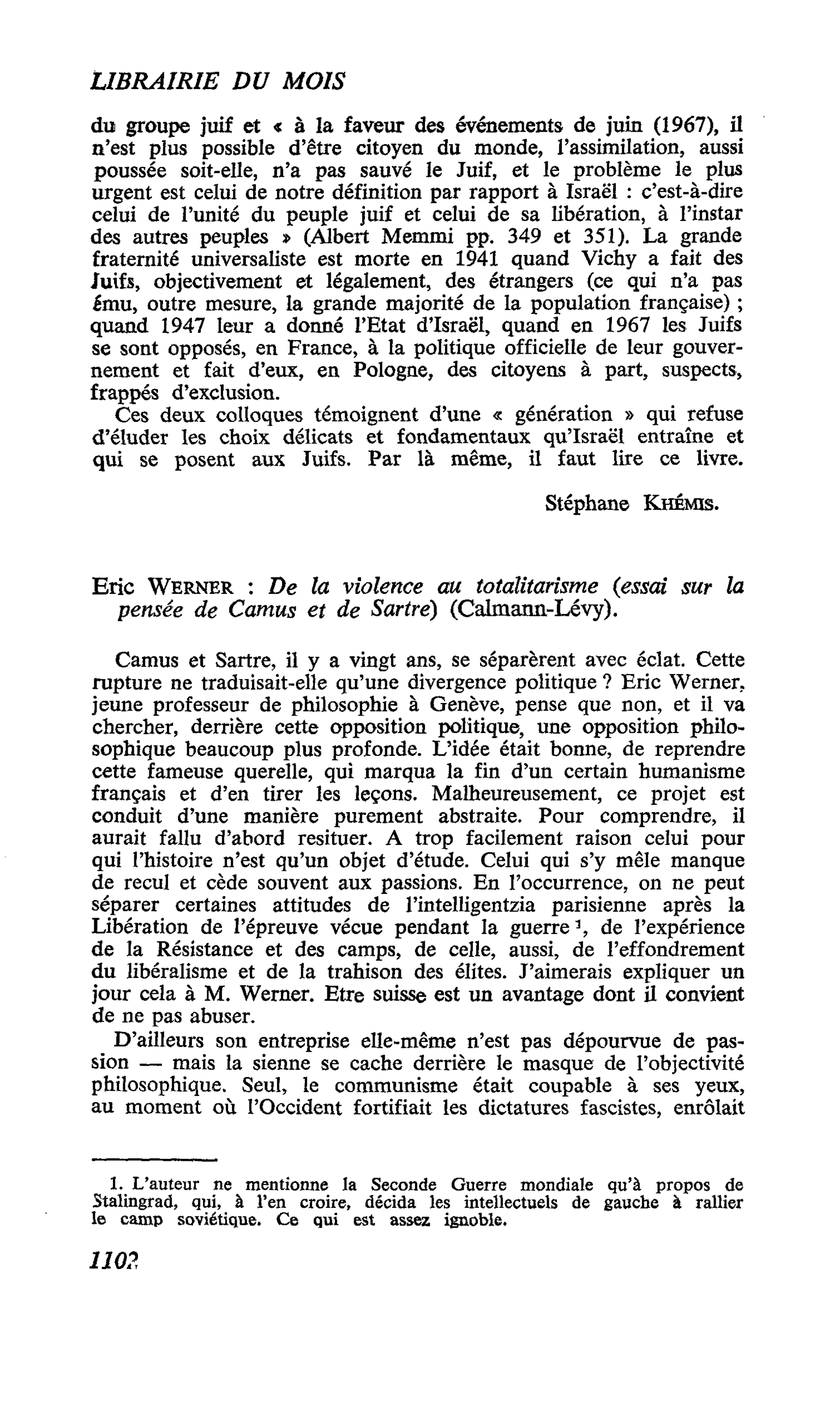 Eric Werner : De la violence au totalitarisme