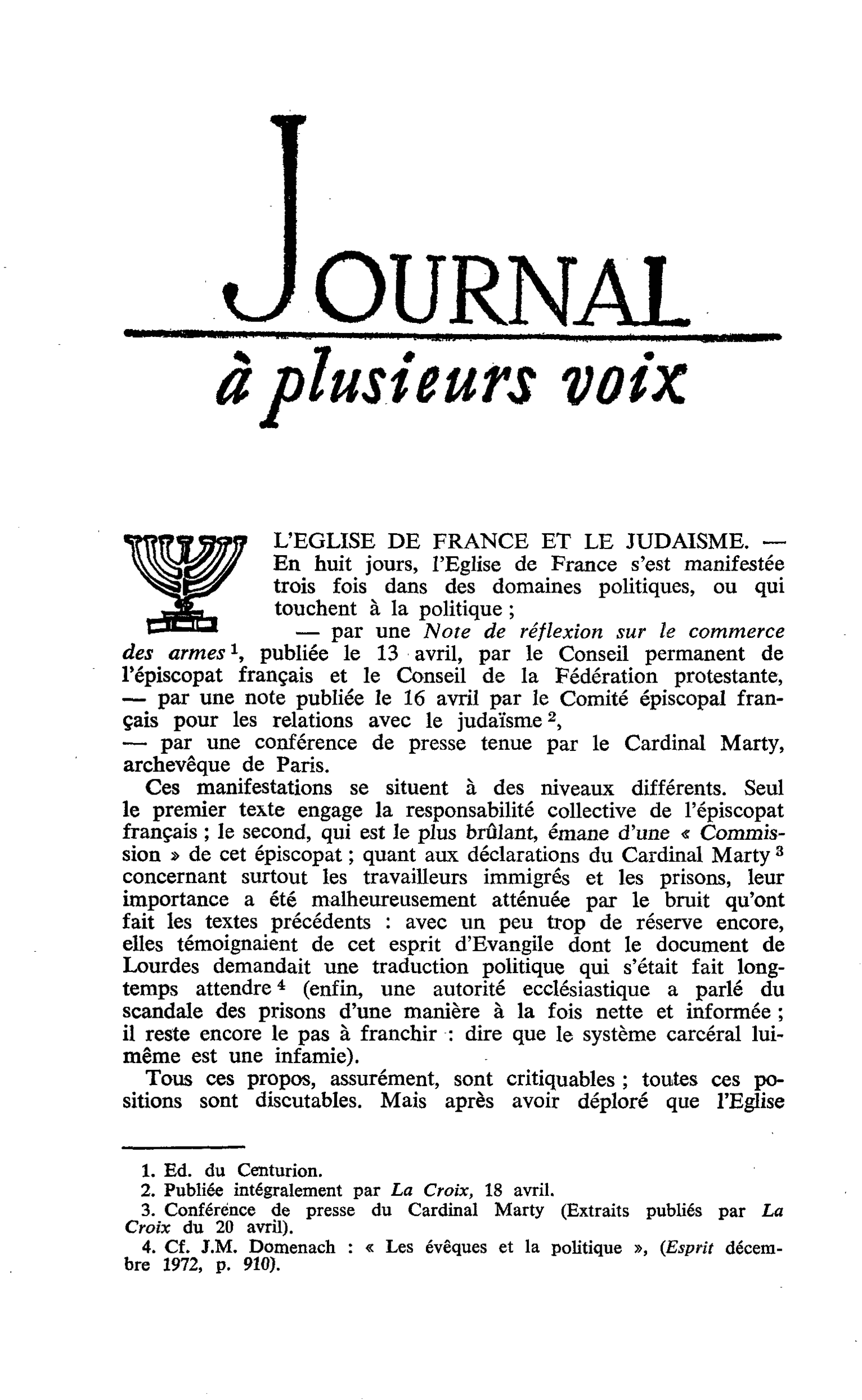 L’EGLISE DE FRANCE ET LE JUDAÏSME