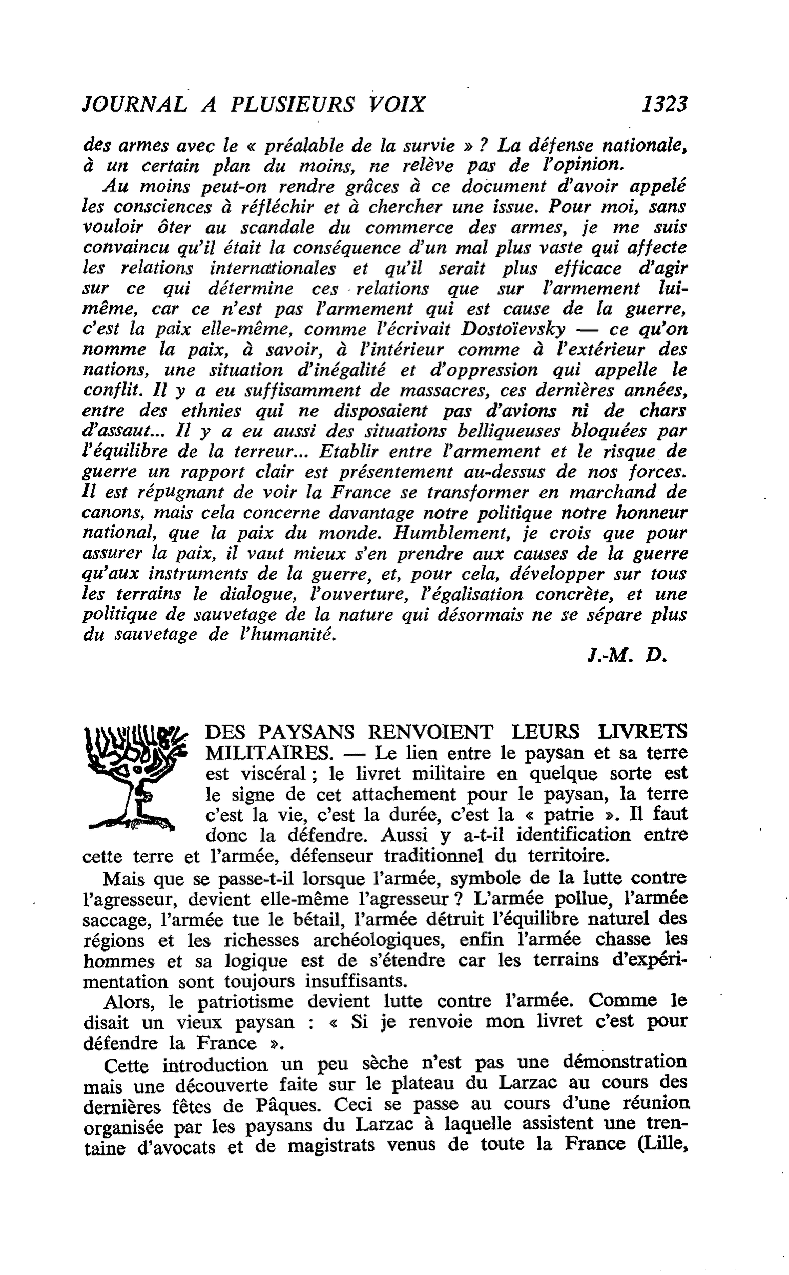 DES PAYSANS RENVOIENT LEURS LIVRETS MILITAIRES