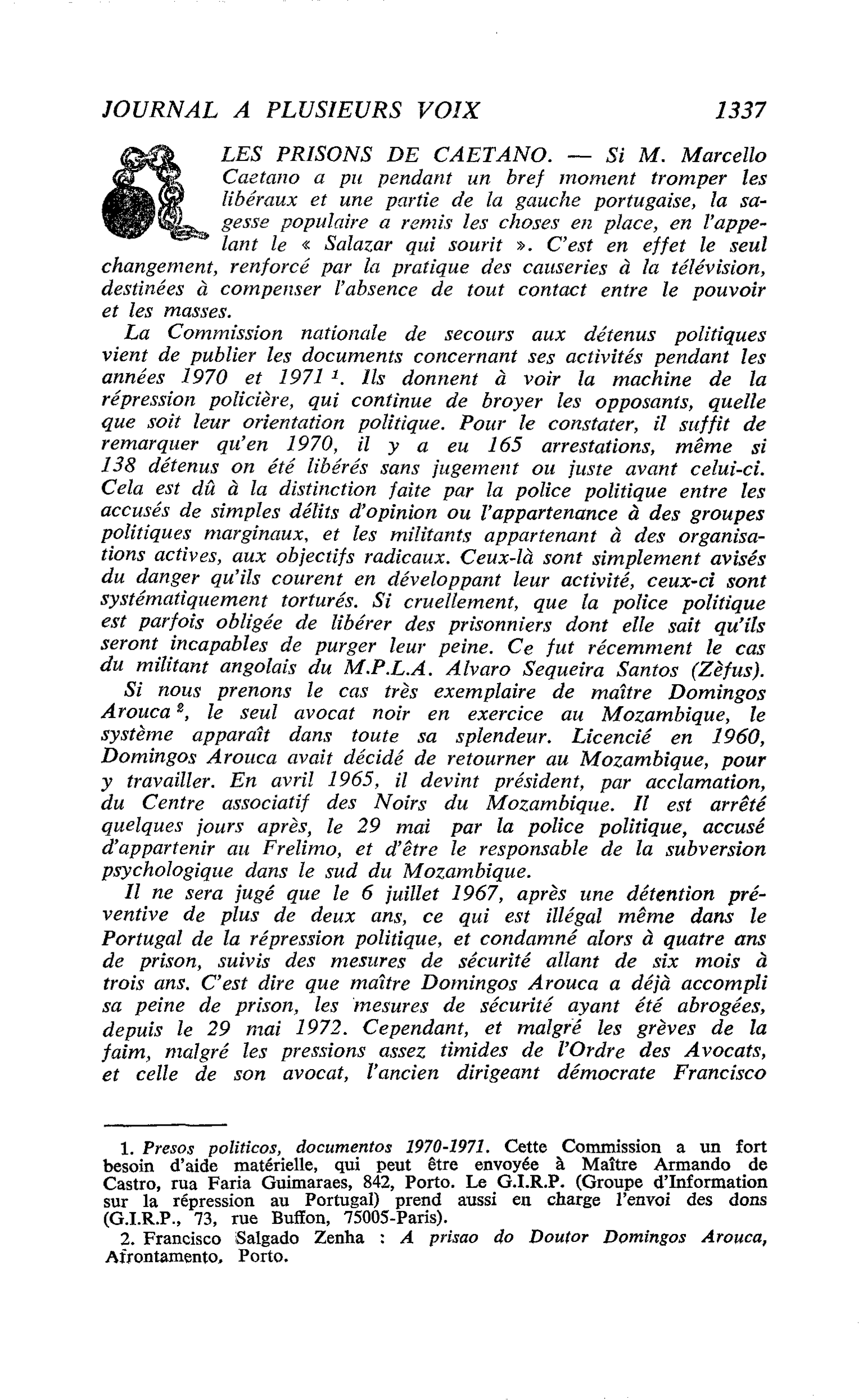 LES PRISONS DE CAETANO