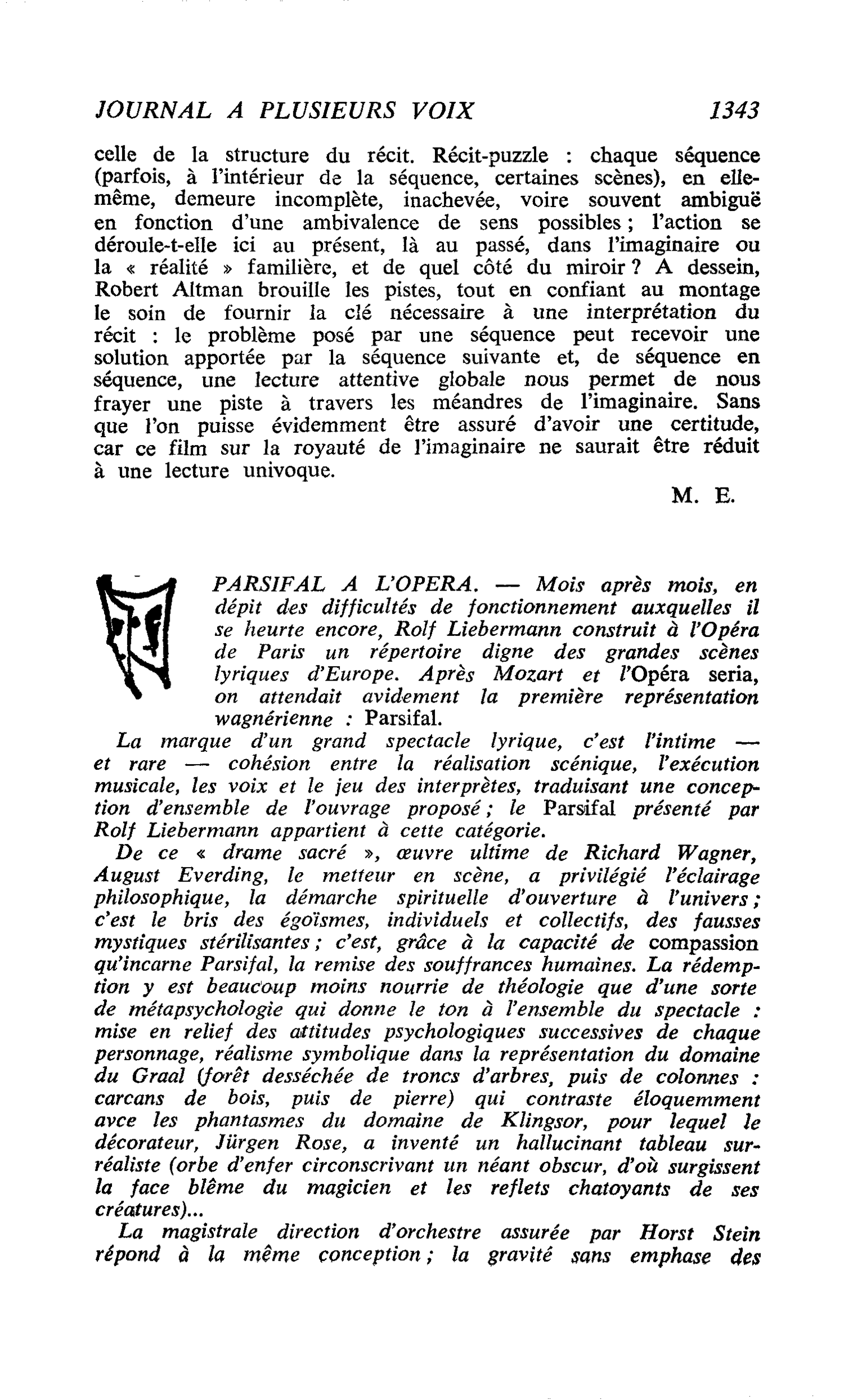 PARSIFAL A L’OPERA