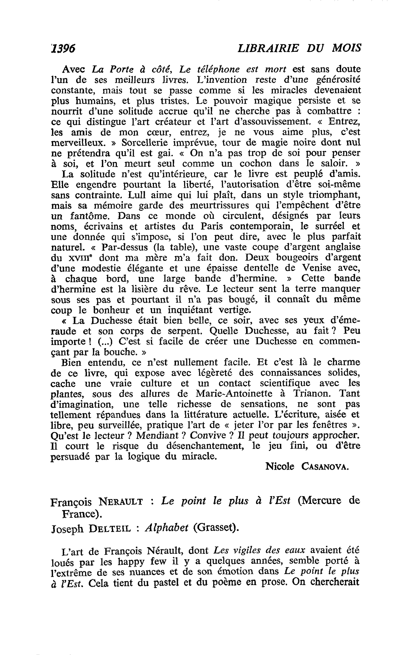 François Nerault : Le point le plus à l’Est. Joseph Delteil : Alphabet
