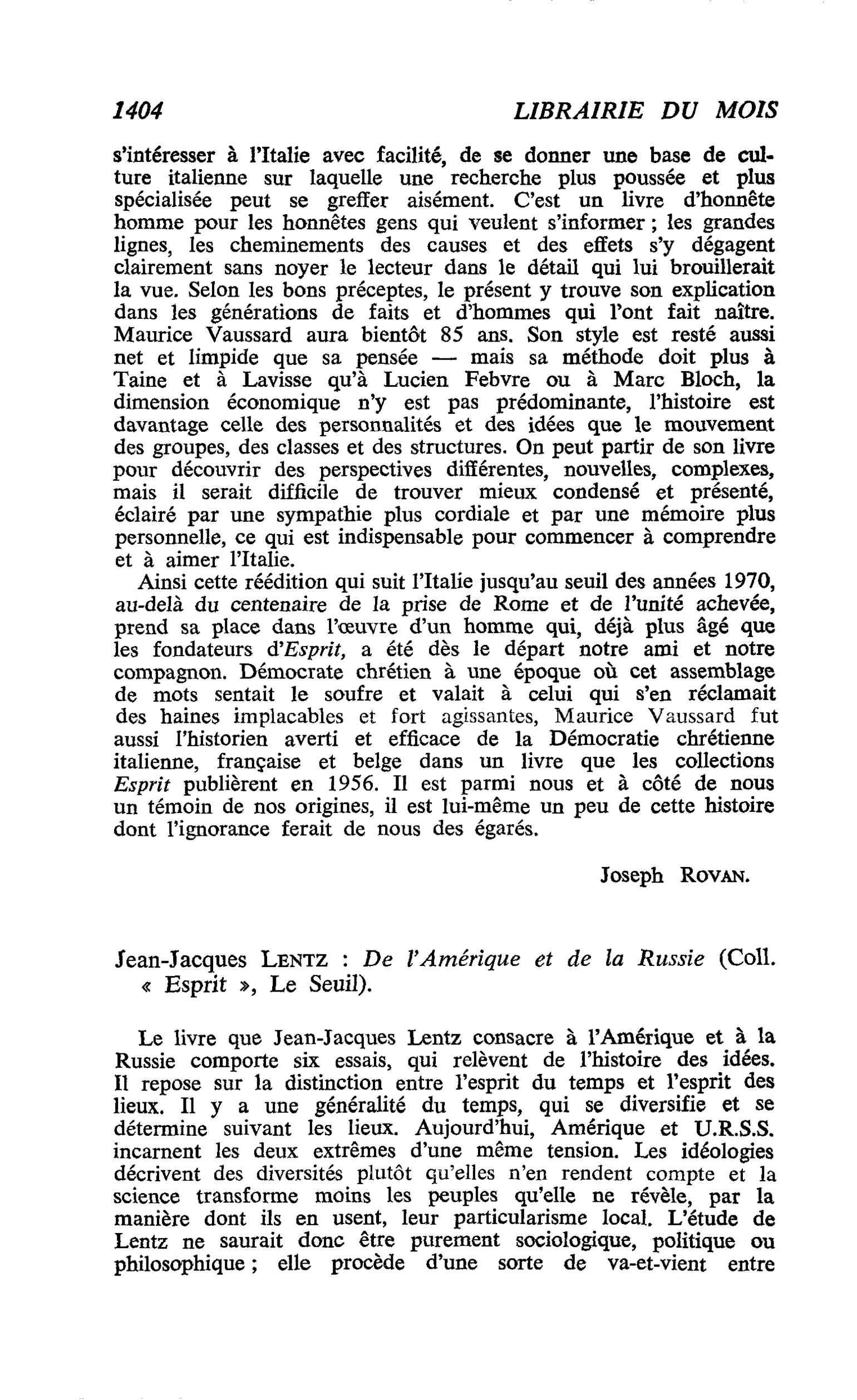 Jean-Jacques Lentz : De l’Amérique et de la Russie