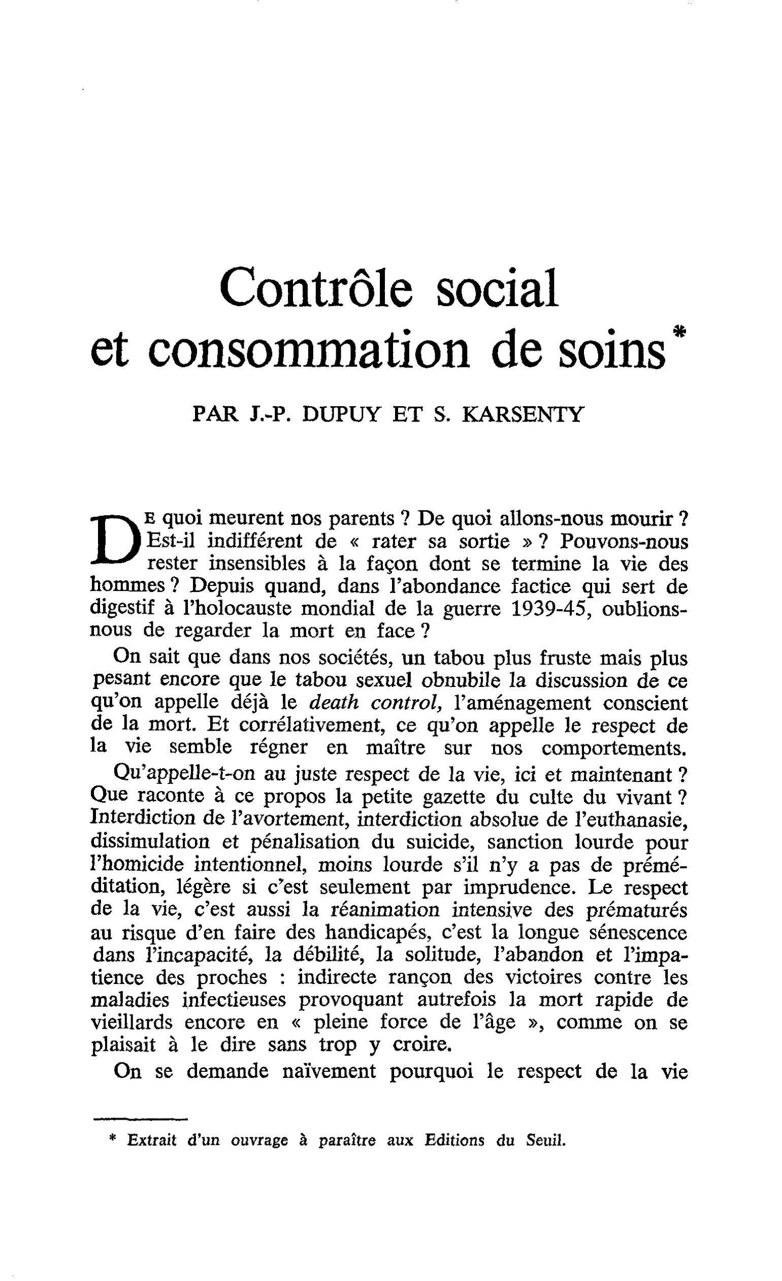 Contrôle social et consommation de soins