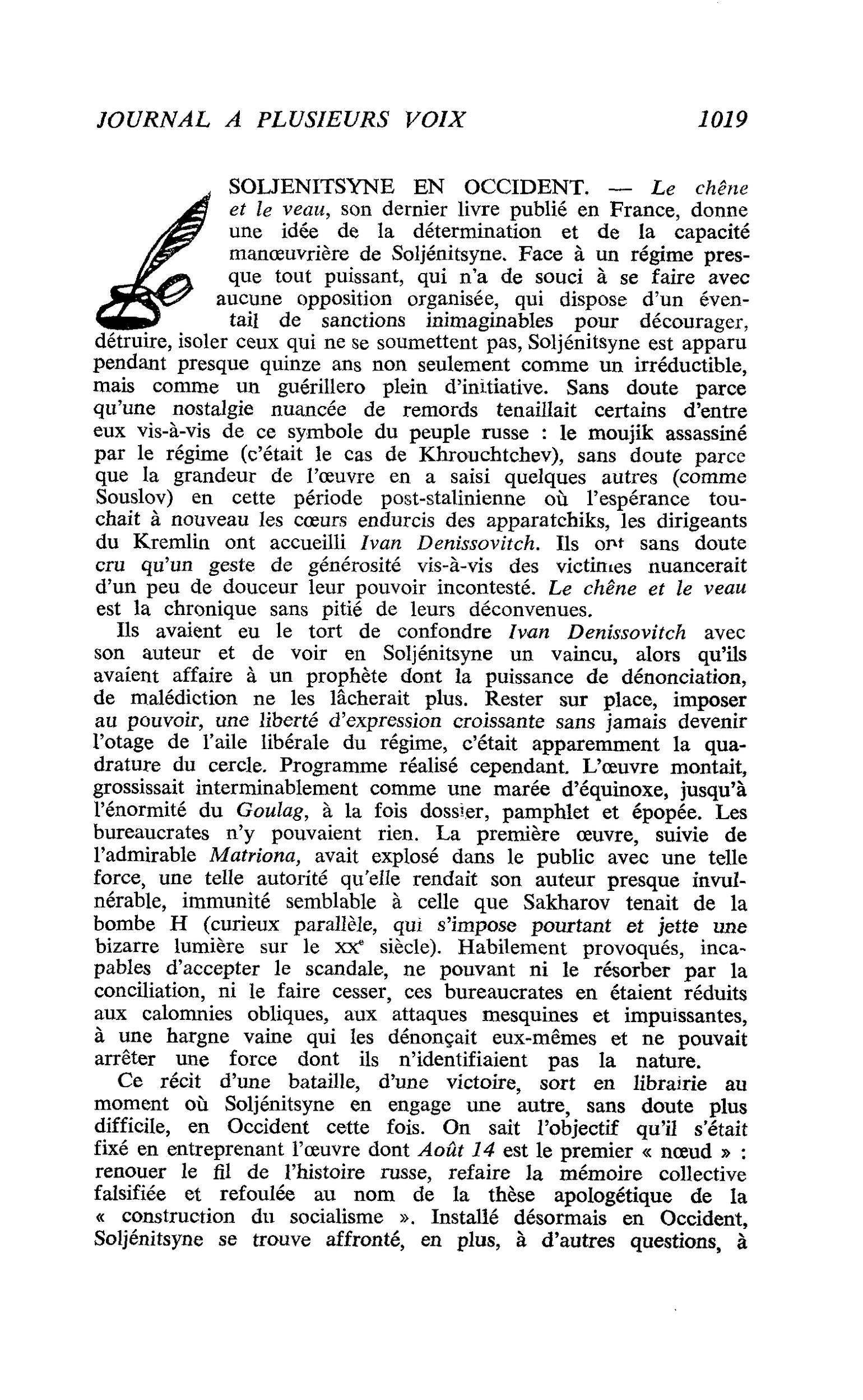 SOLJENITSYNE EN OCCIDENT